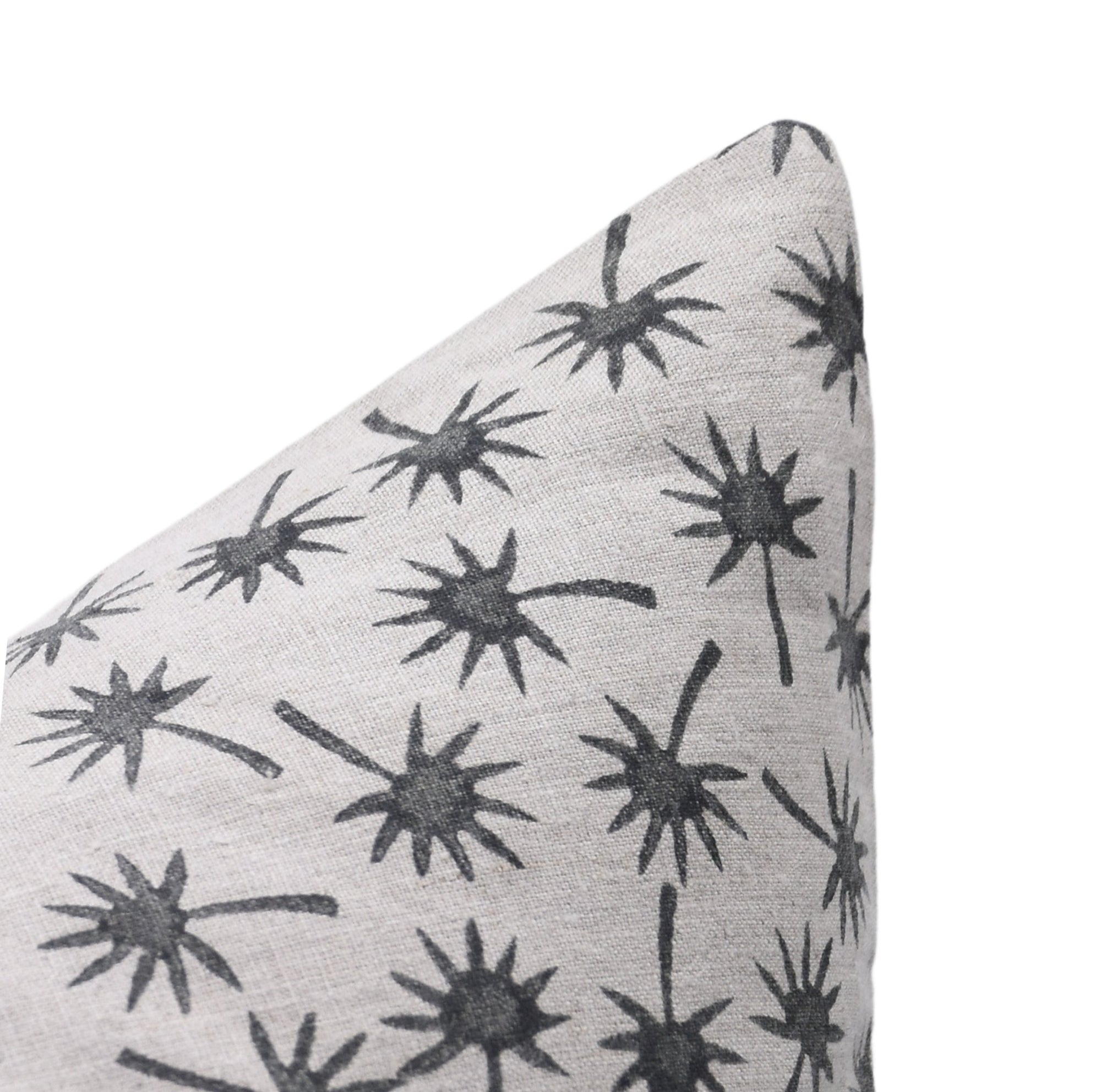 Block print pure linen throw pillow cover- COCONUT - Fabdivine