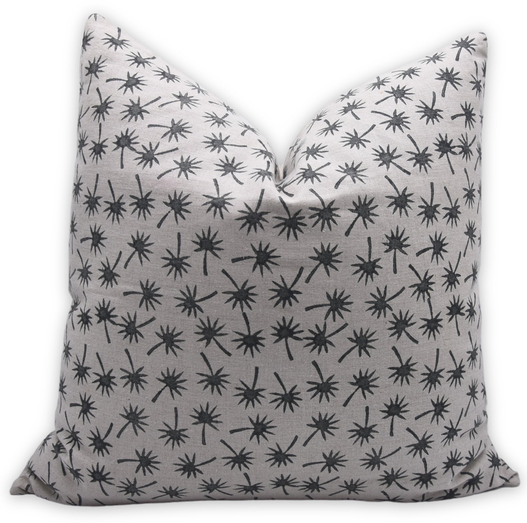 Block print pure linen throw pillow cover- COCONUT - Fabdivine