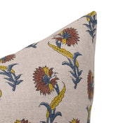 Block print Pillow cover for sofa, couch or bed- pure linen- DAFFODIL - Fabdivine