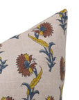 Block print Pillow cover for sofa, couch or bed- pure linen- DAFFODIL - Fabdivine