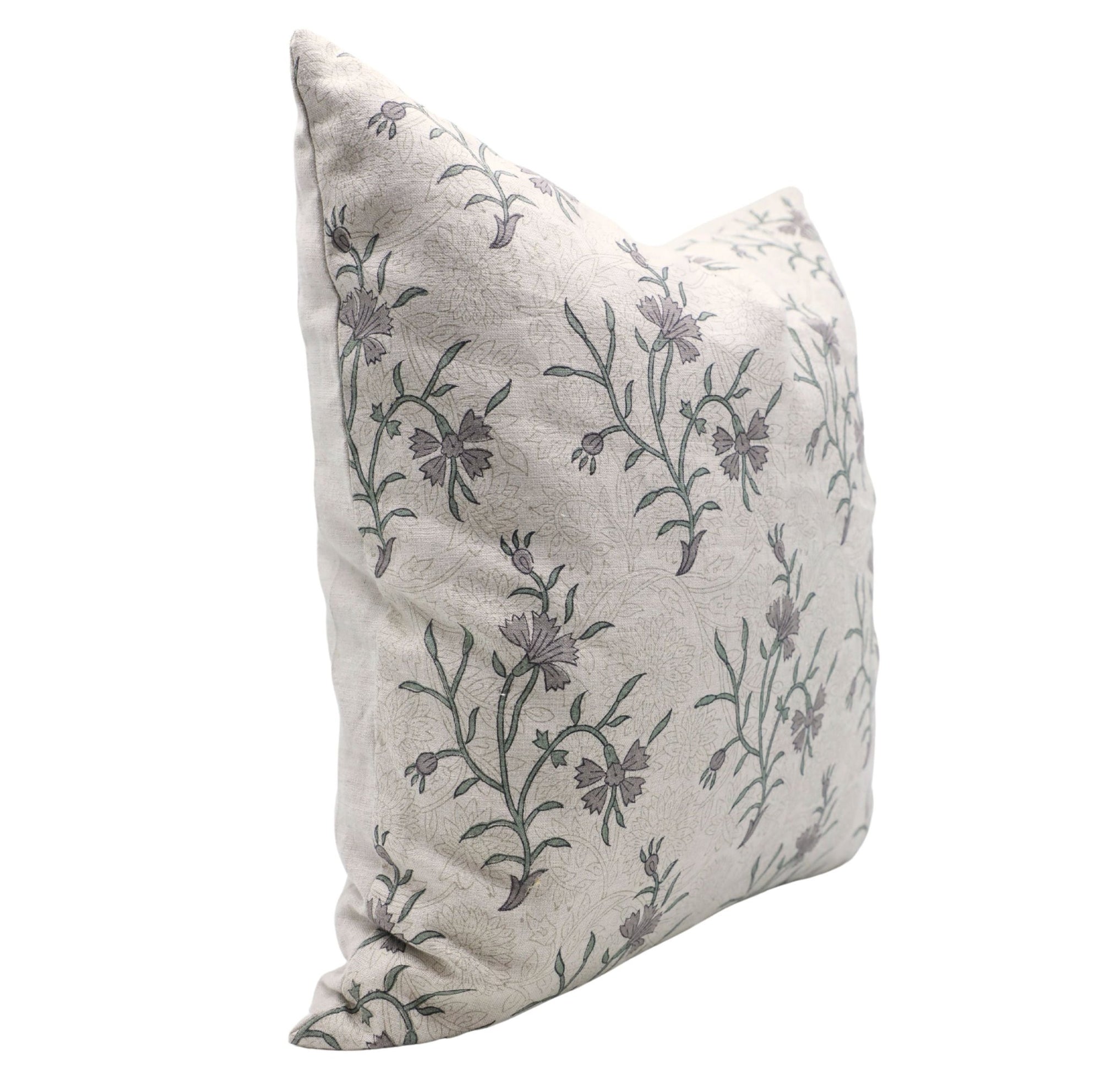 Square/Lumber block print pillow cover- Pure Linen- DAISY - Fabdivine