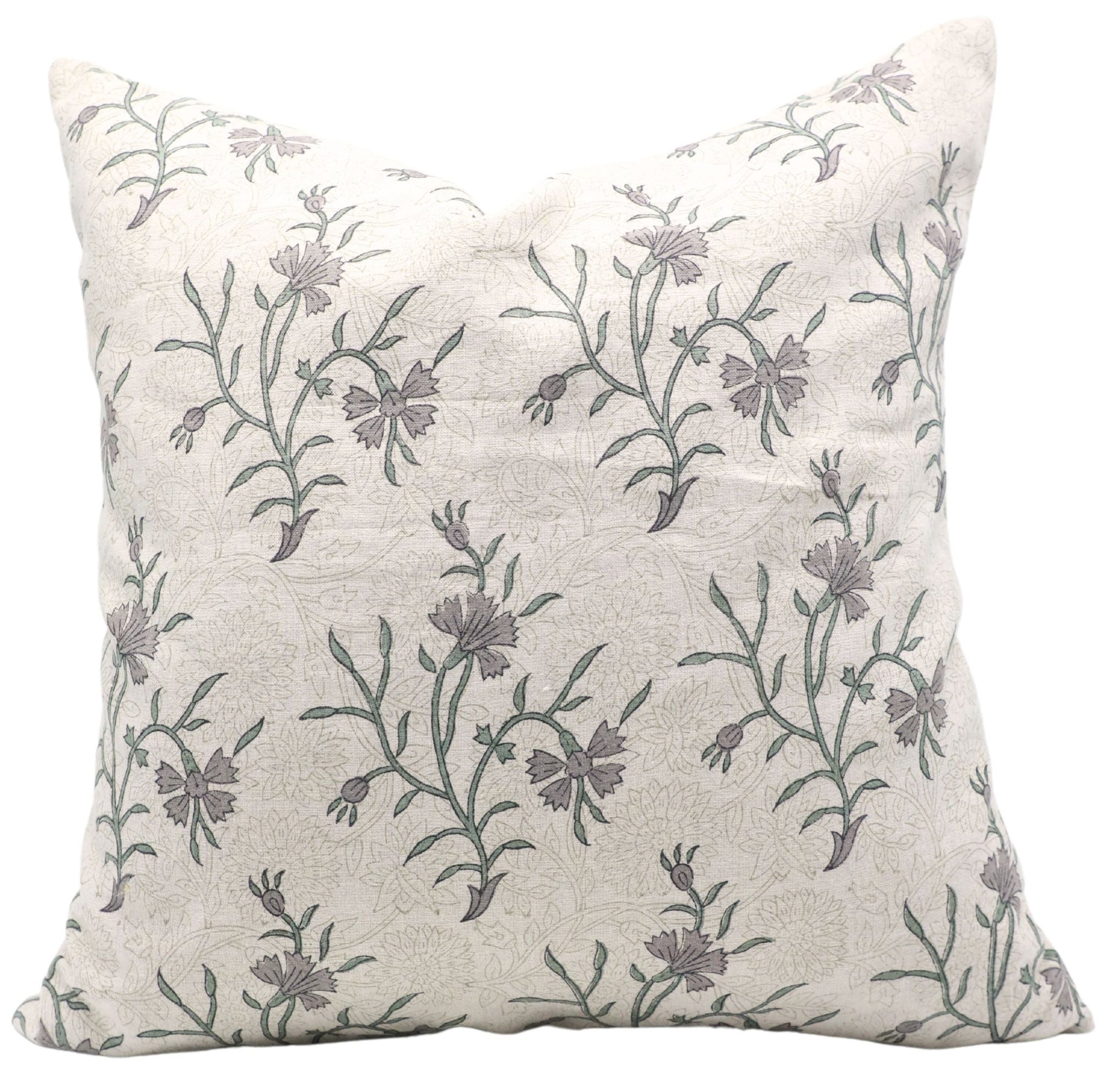 Square/Lumber block print pillow cover- Pure Linen- DAISY - Fabdivine