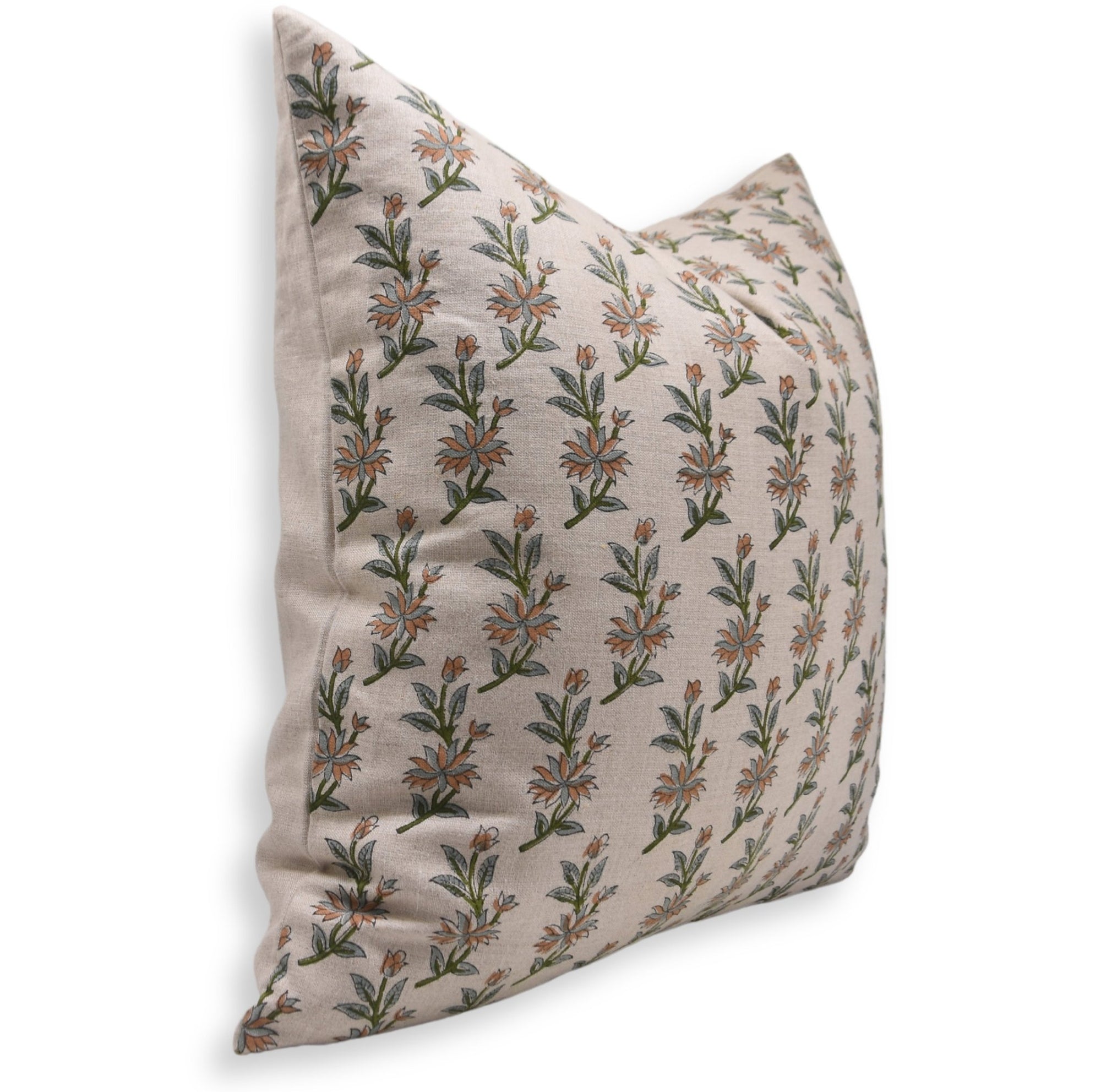 Block Print Pure Linen Pillow Cover - DEEPIKA - Fabdivine