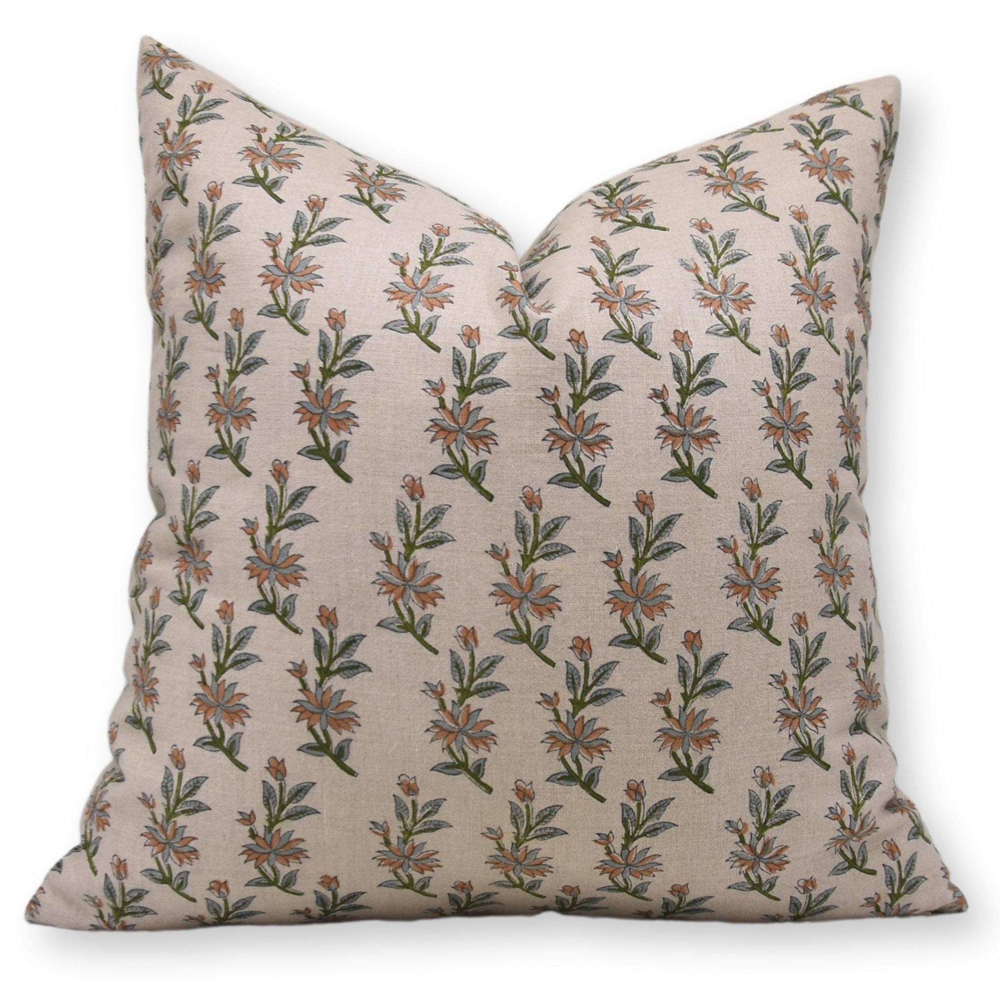 Block Print Pure Linen Pillow Cover - DEEPIKA - Fabdivine