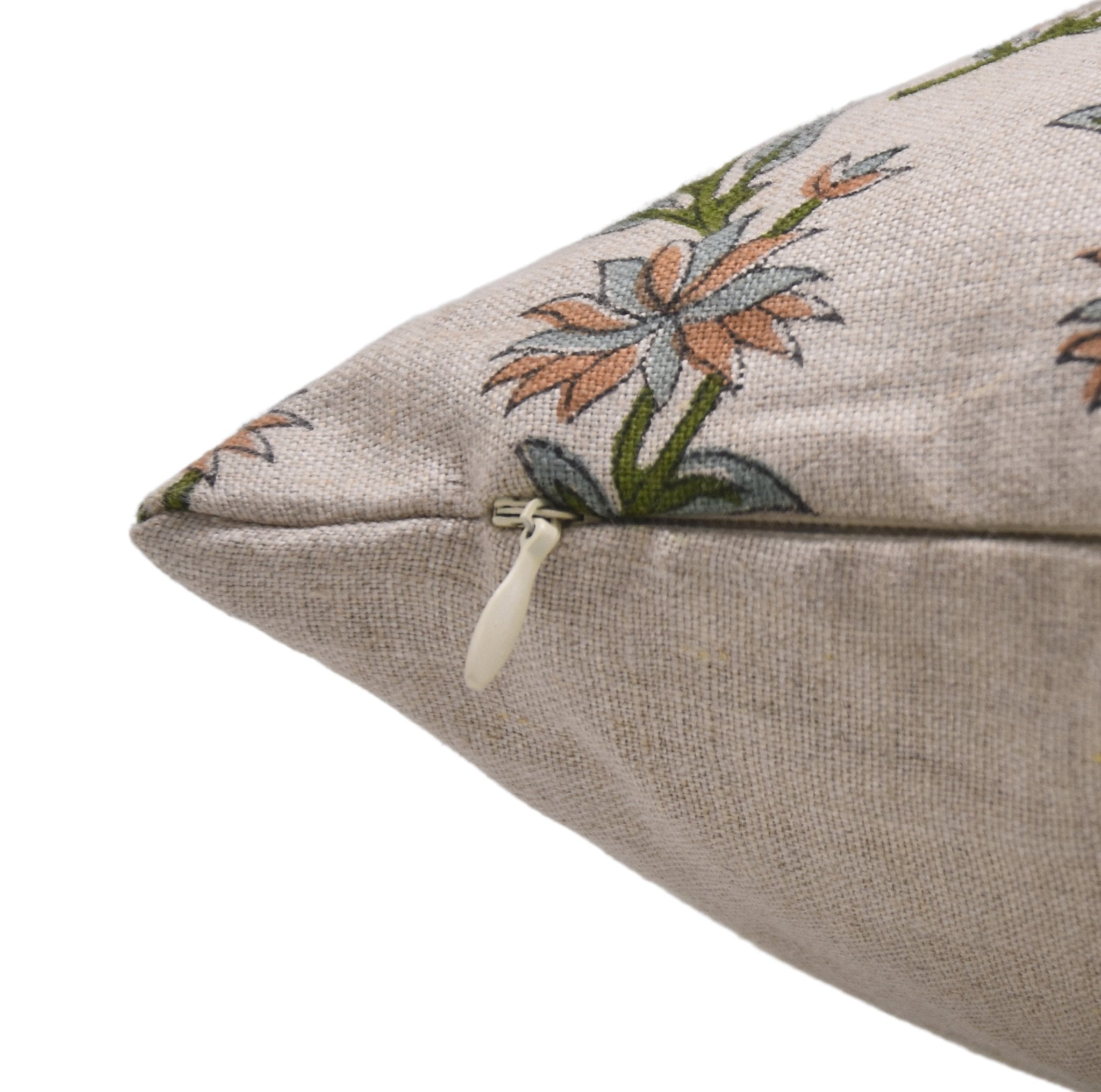 Block Print Pure Linen Pillow Cover - DEEPIKA - Fabdivine