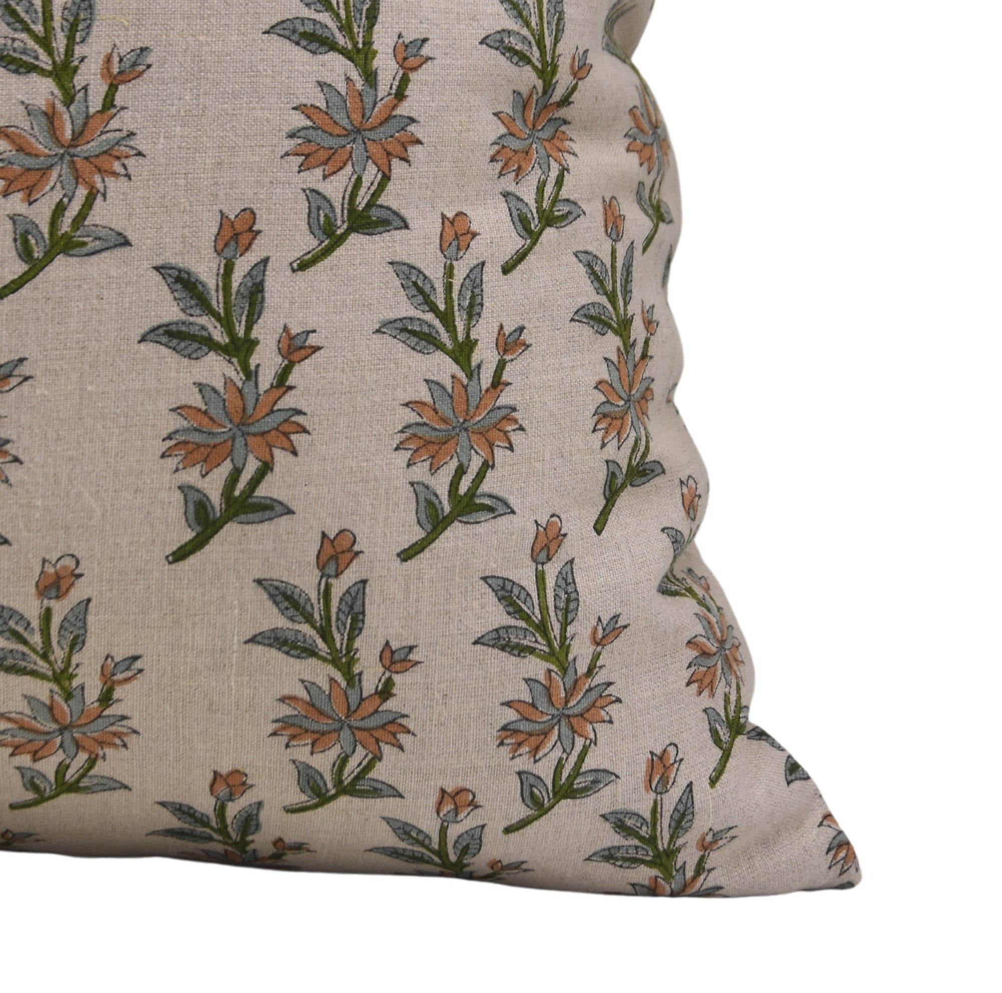 Block Print Pure Linen Pillow Cover - DEEPIKA - Fabdivine