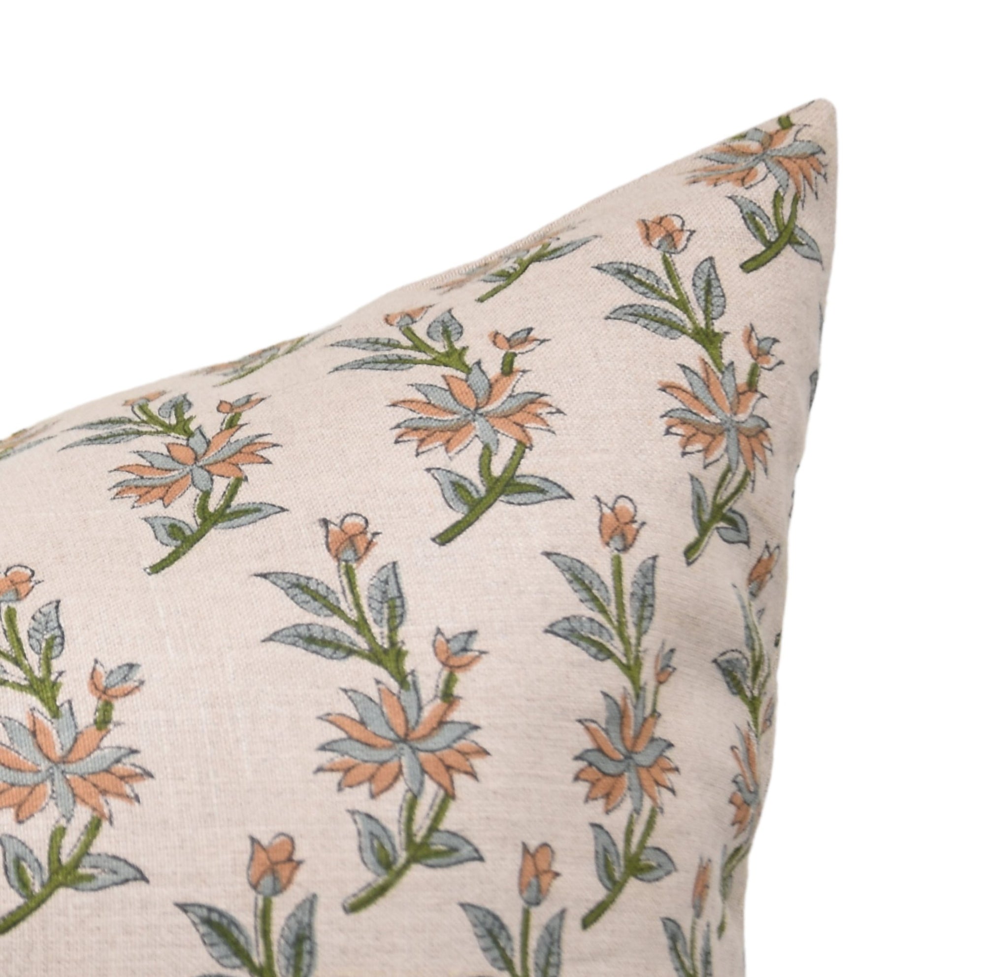 Block Print Pure Linen Pillow Cover - DEEPIKA - Fabdivine