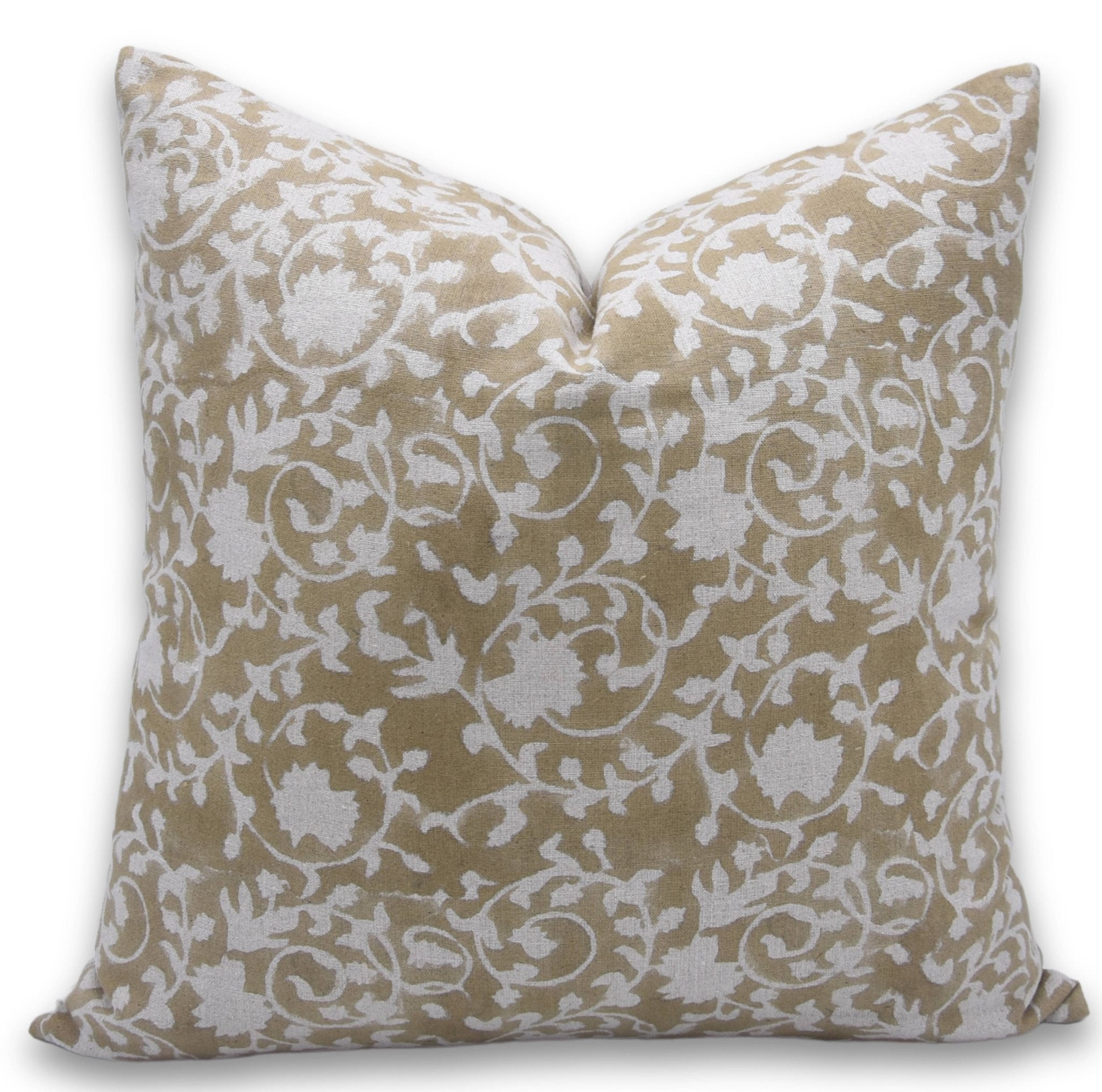 Block Print Pure Linen Pillow Cover - DEVDAS - FABDIVINE LLC