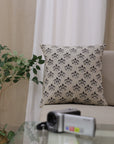 Block print Pillow cover for sofa, couch or bed- Pure Linen- DIWALI FLOWER - Fabdivine