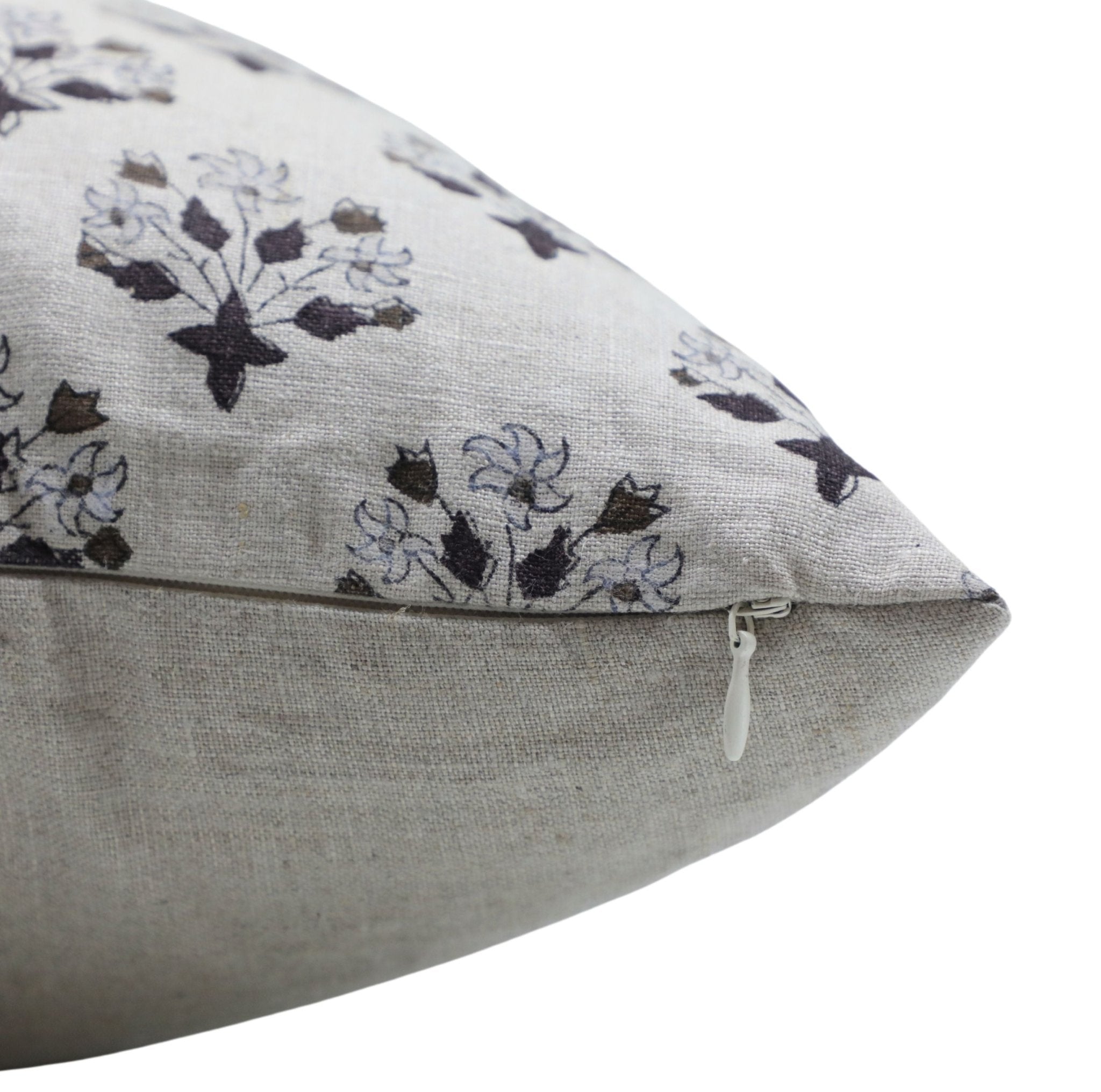 Block print Pillow cover for sofa, couch or bed- Pure Linen- DIWALI FLOWER - Fabdivine