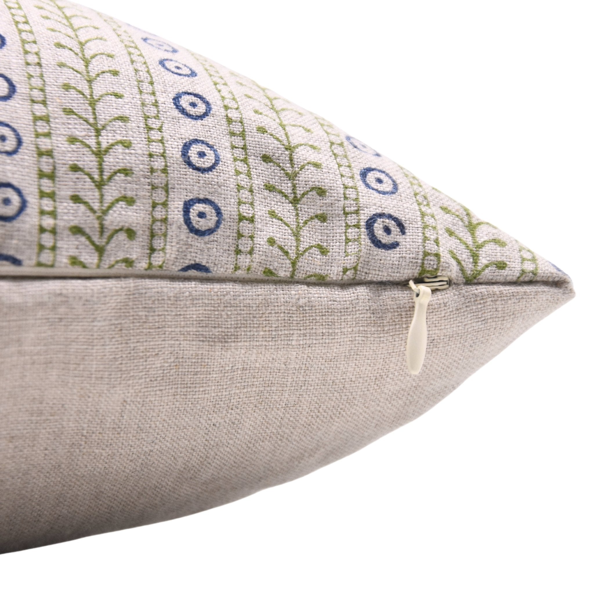 Hand Block Print Pure Linen pillow cover - ETHNIC LEHERIYA - Fabdivine