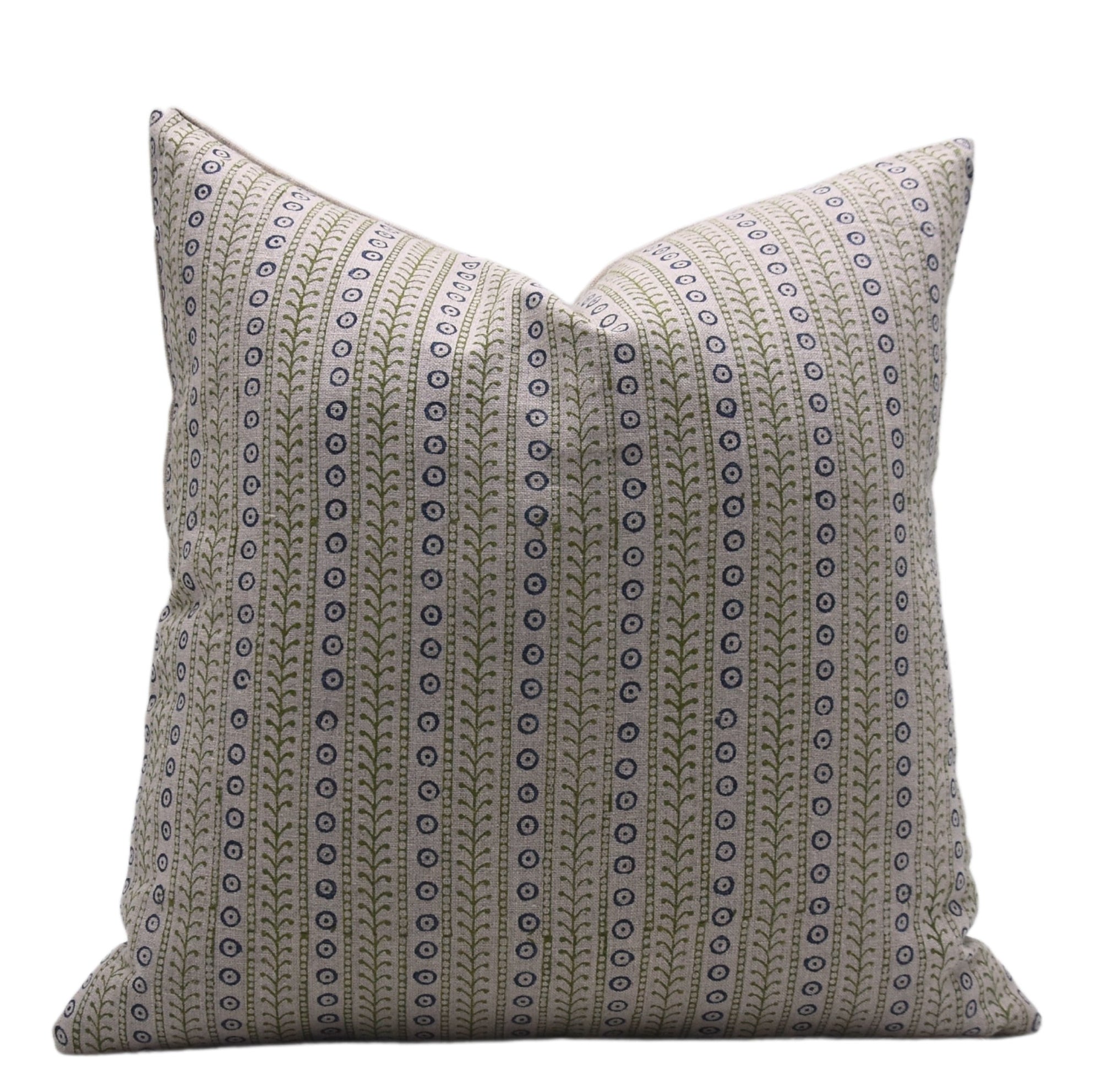 Hand Block Print Pure Linen pillow cover - ETHNIC LEHERIYA - Fabdivine