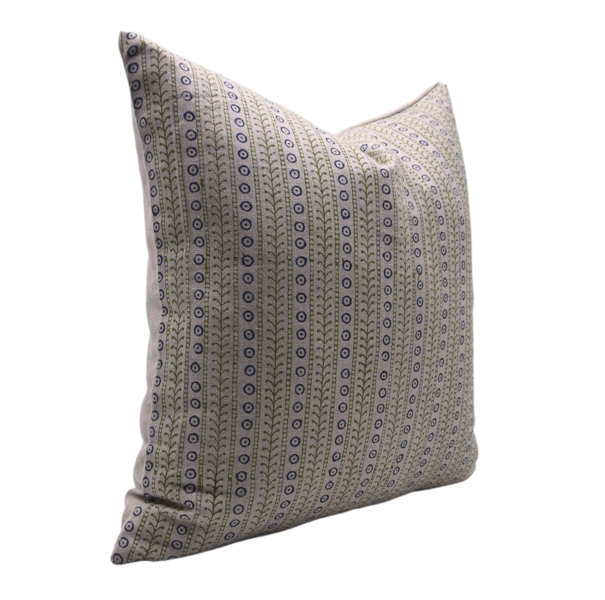 Hand Block Print Pure Linen pillow cover - ETHNIC LEHERIYA - Fabdivine