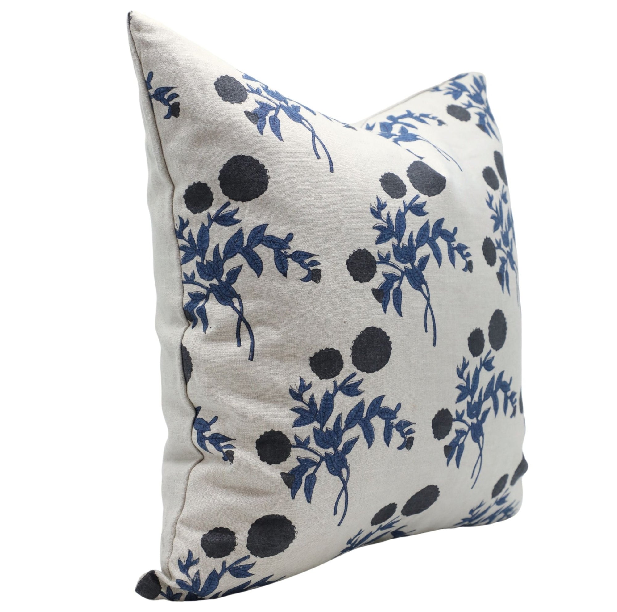 Block print Pillow cover for sofa, couch or bed- Pure Linen- GULAB - Fabdivine