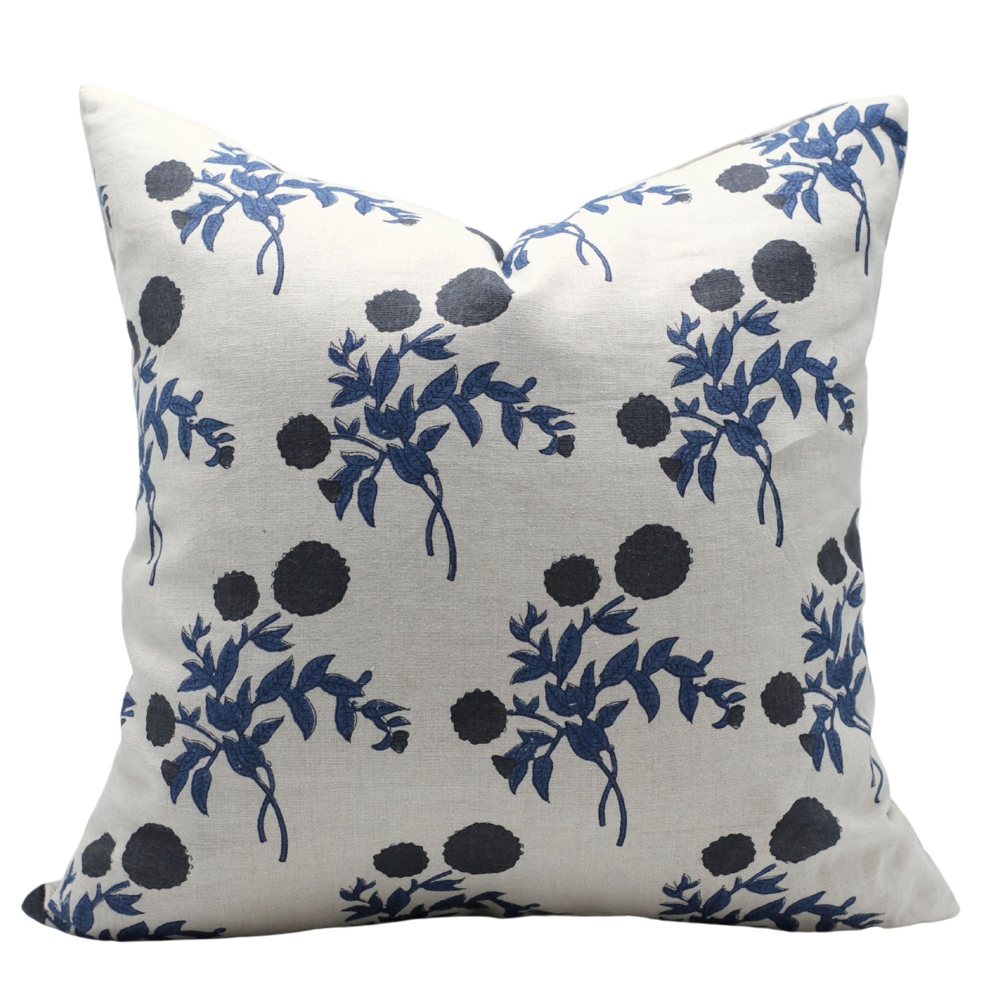 Block print Pillow cover for sofa, couch or bed- Pure Linen- GULAB - Fabdivine