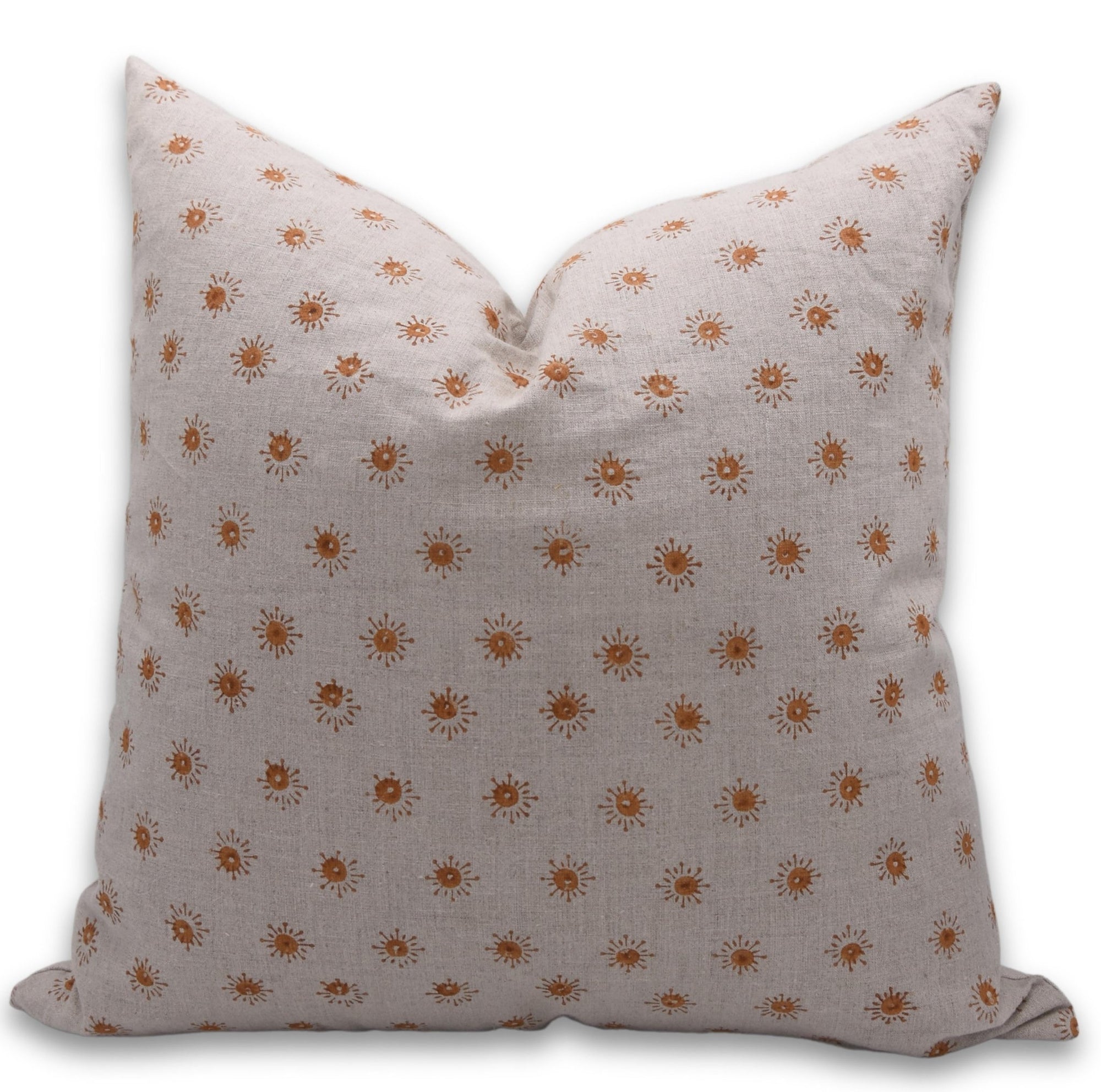 Throw Pillow Cover –Designer Collection of Hand Block Print Pure Linen- HAPPY BLOOM - Fabdivine