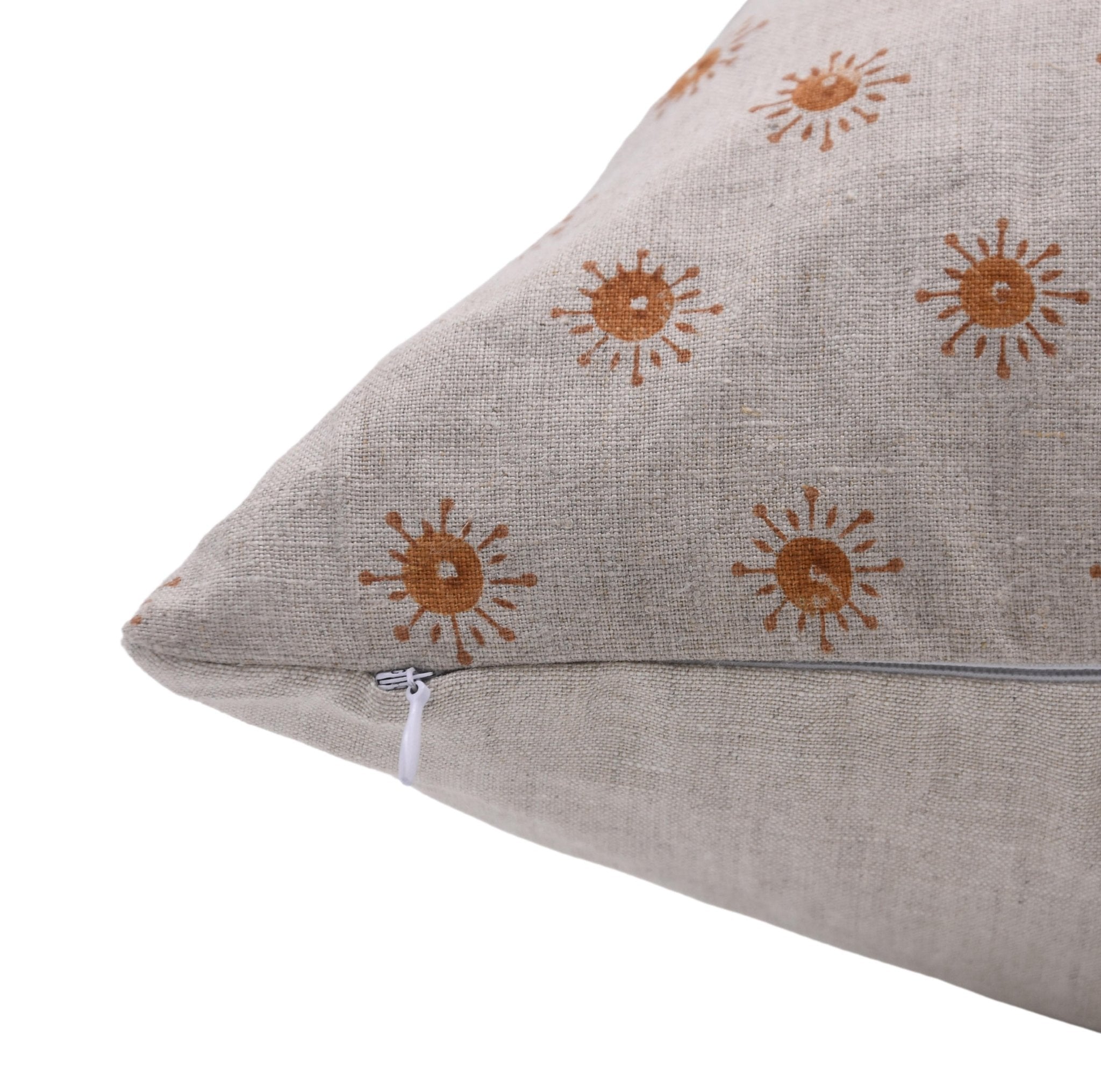 Throw Pillow Cover –Designer Collection of Hand Block Print Pure Linen- HAPPY BLOOM - Fabdivine