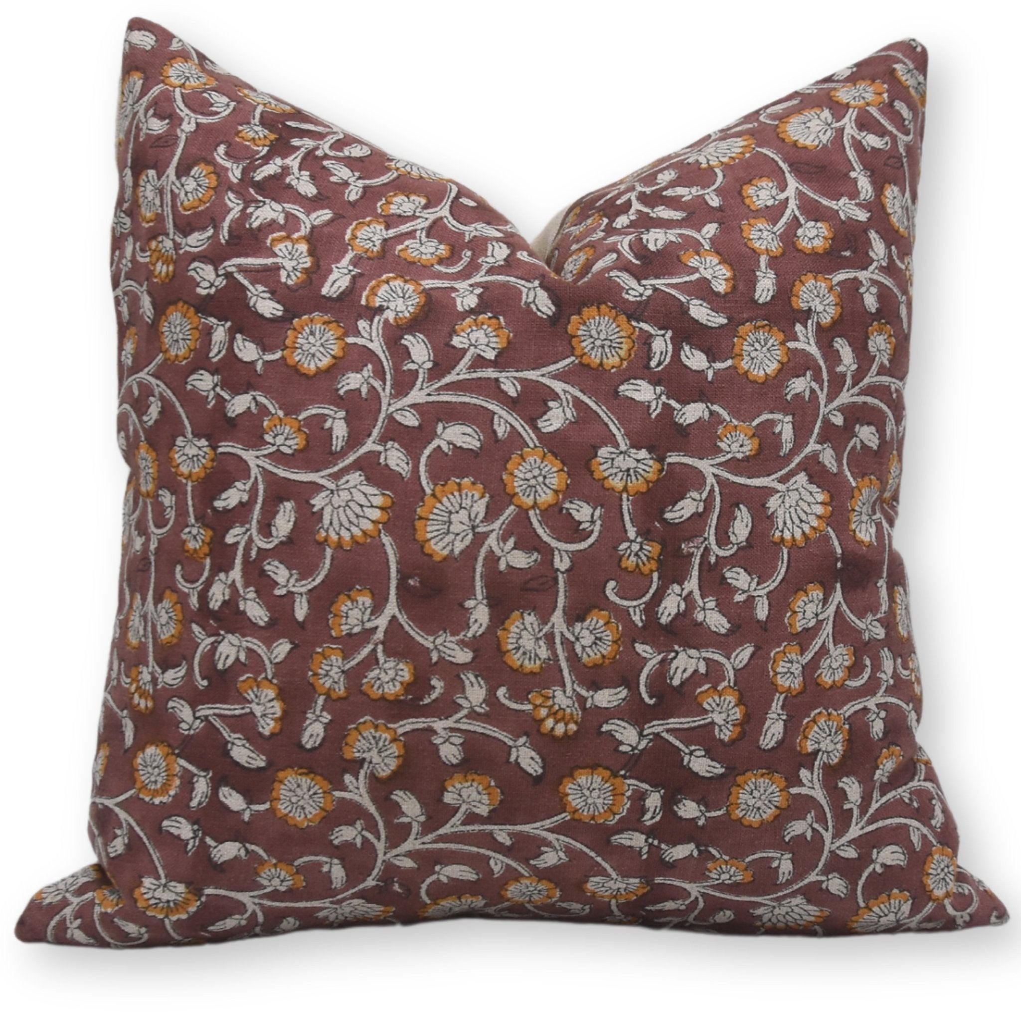 Square/Lumber block print pillow cover- Pure Linen- HIMACHAL - Fabdivine