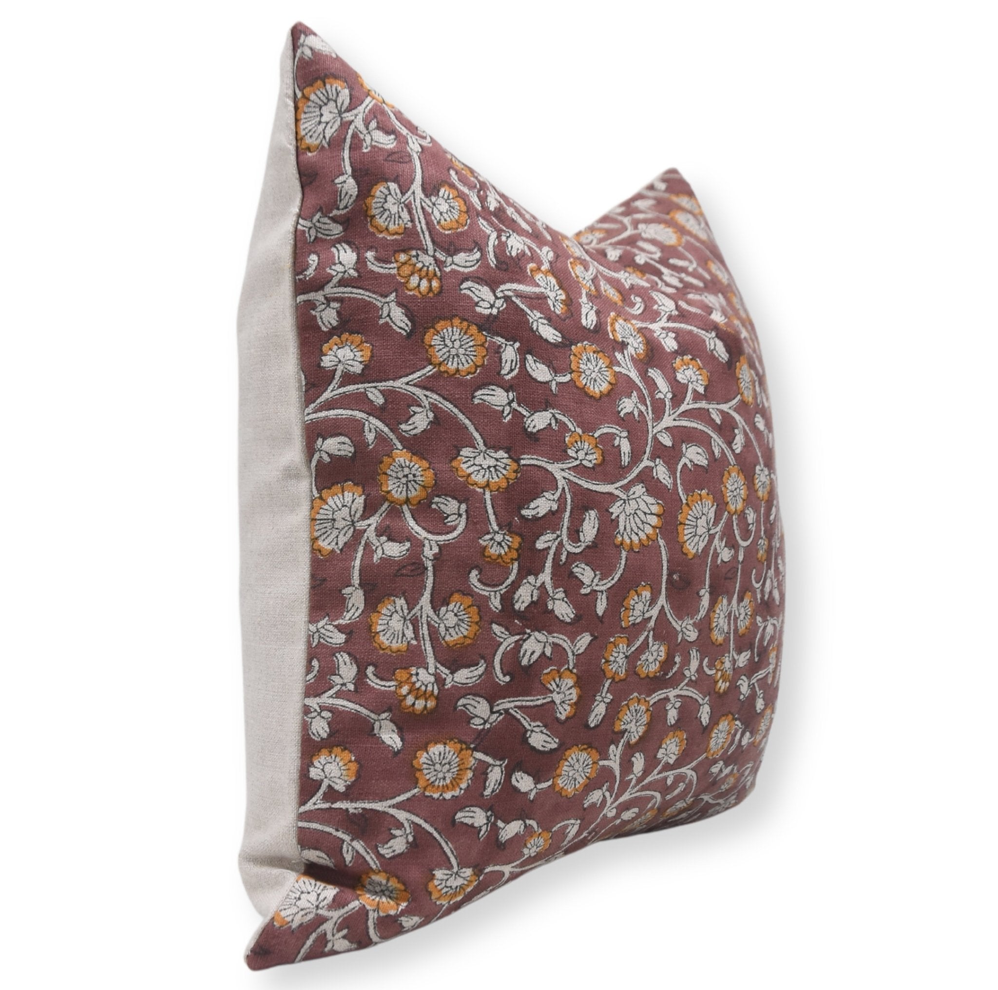 Lumber block print pillow cover- Pure Linen- HIMACHAL - Fabdivine