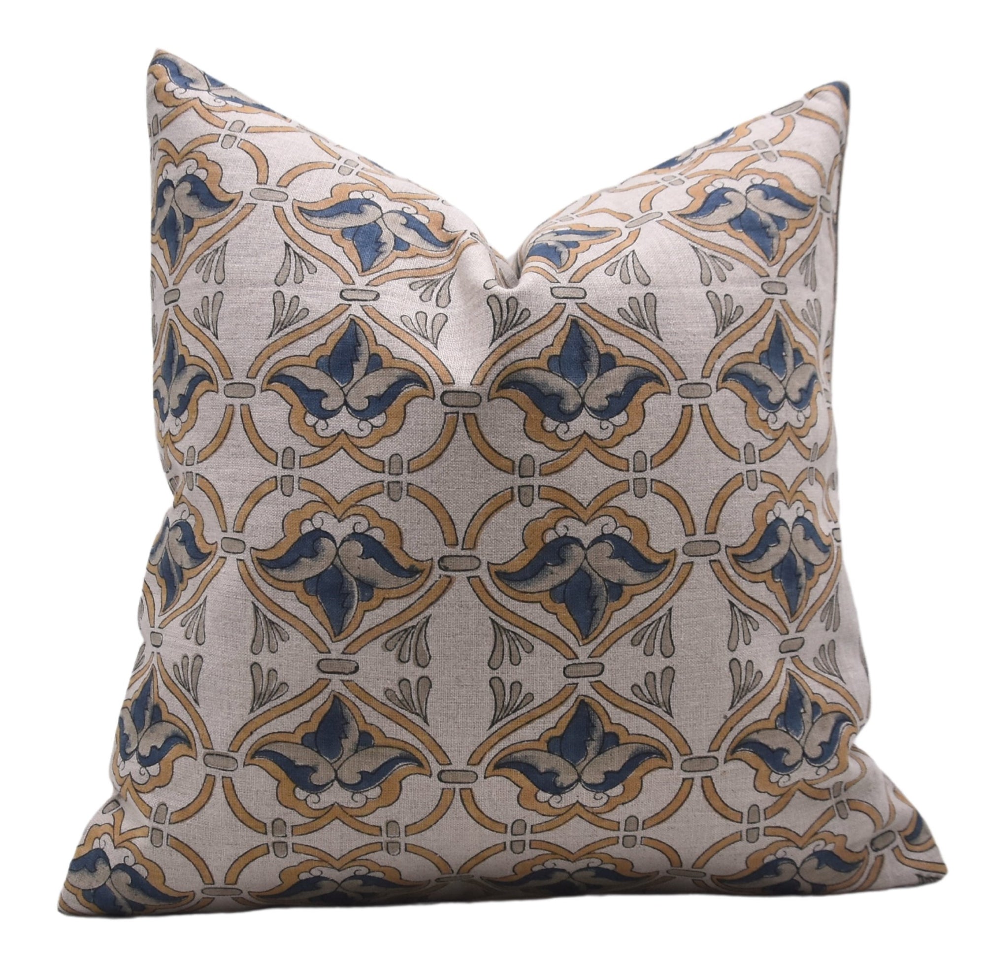 Block print Pillow cover for sofa, couch or bed- Pure Linen- HRIDYAVAN - Fabdivine