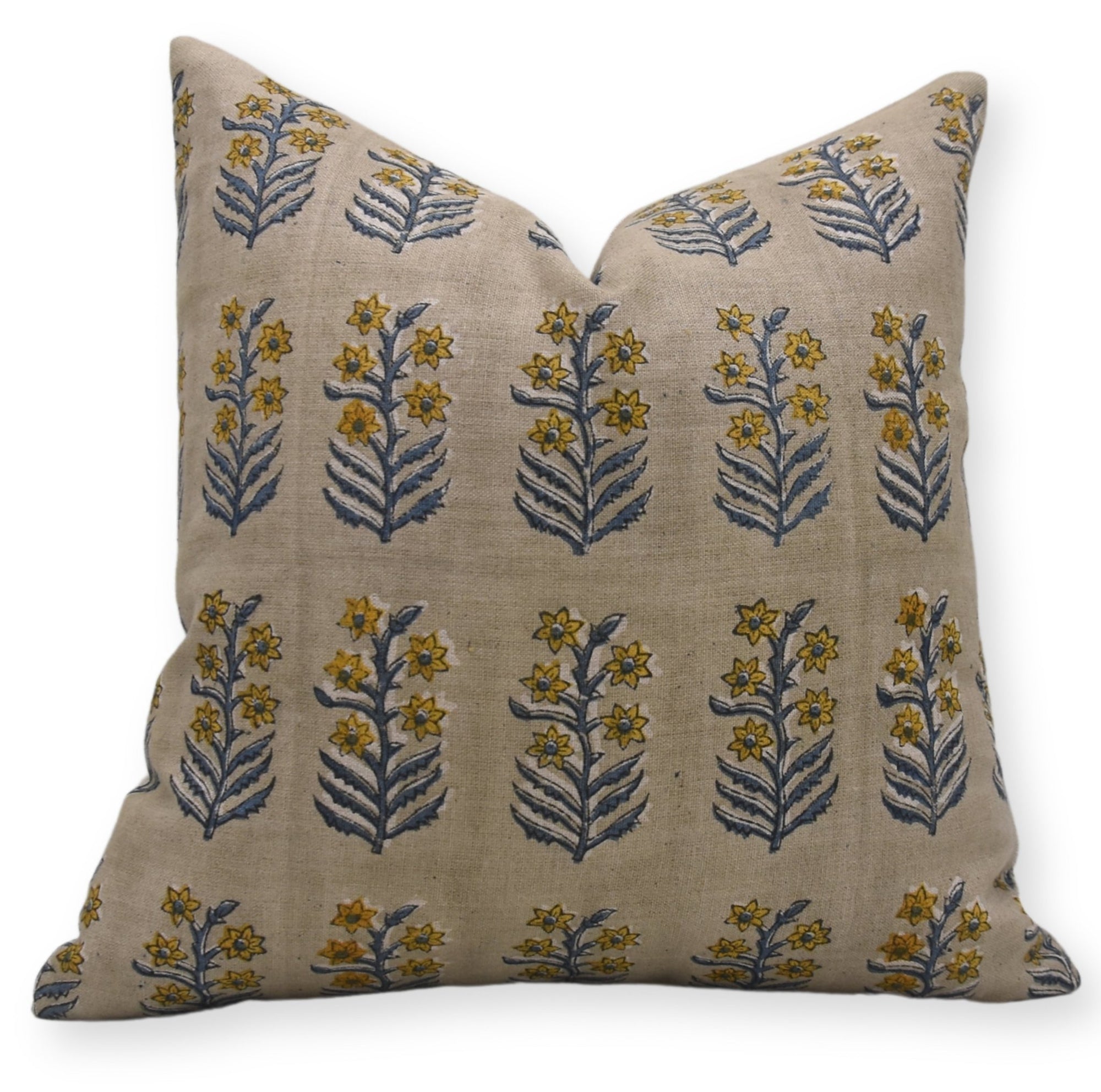 Block Print Pure Linen Pillow Cover - INDERDHANUSH - Fabdivine