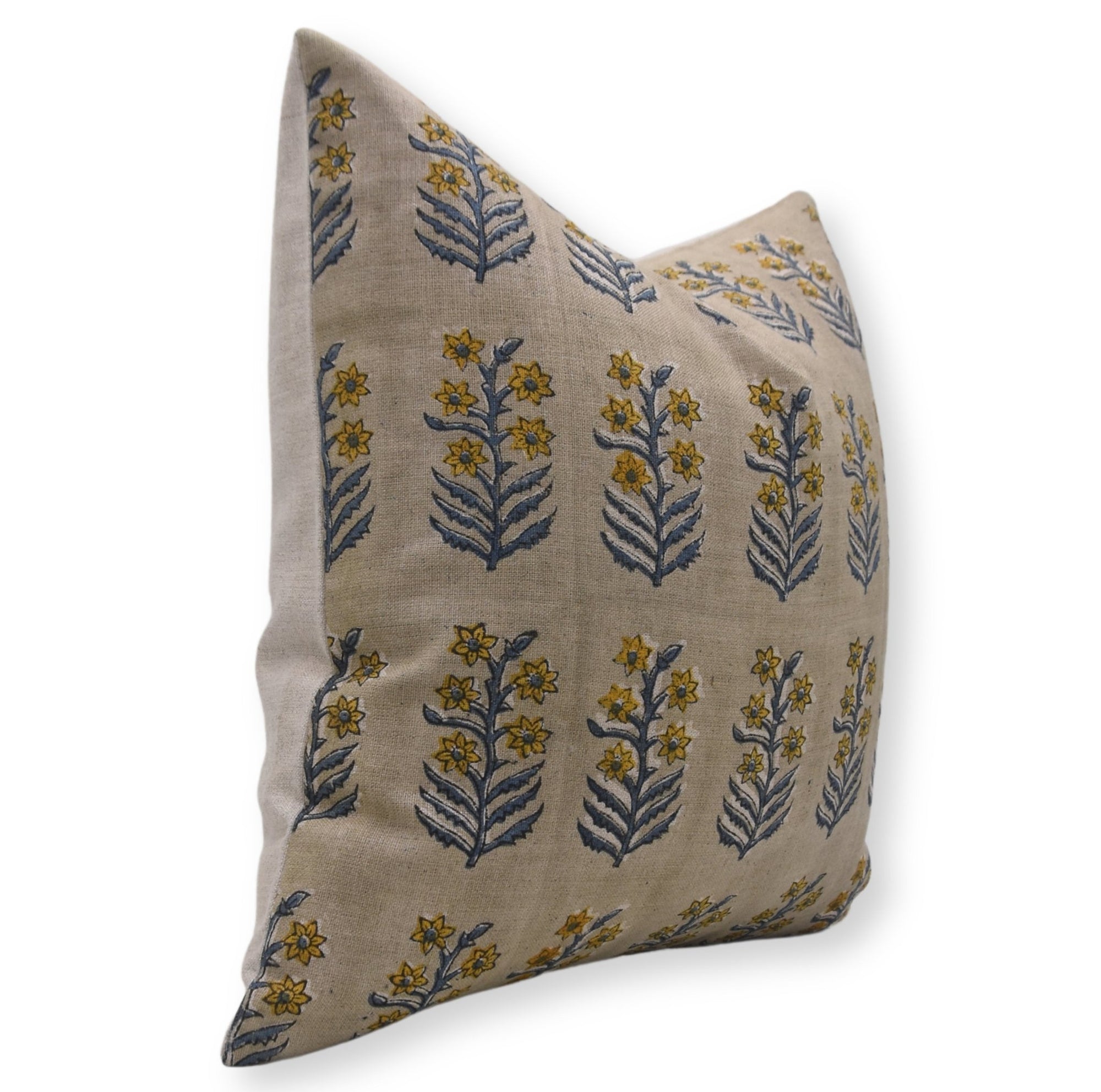 Block Print Pure Linen Pillow Cover - INDERDHANUSH - Fabdivine