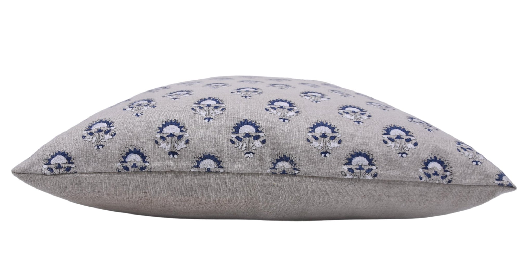 Block print Pillow cover for sofa, couch or bed- pure linen- INDERJEET - Fabdivine