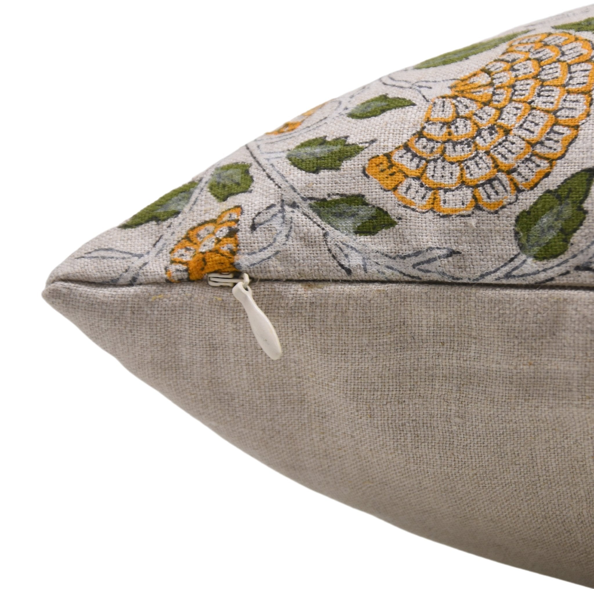 Hand Block Print Pure Linen designer pillow cover - KARWACHAUTH - Fabdivine