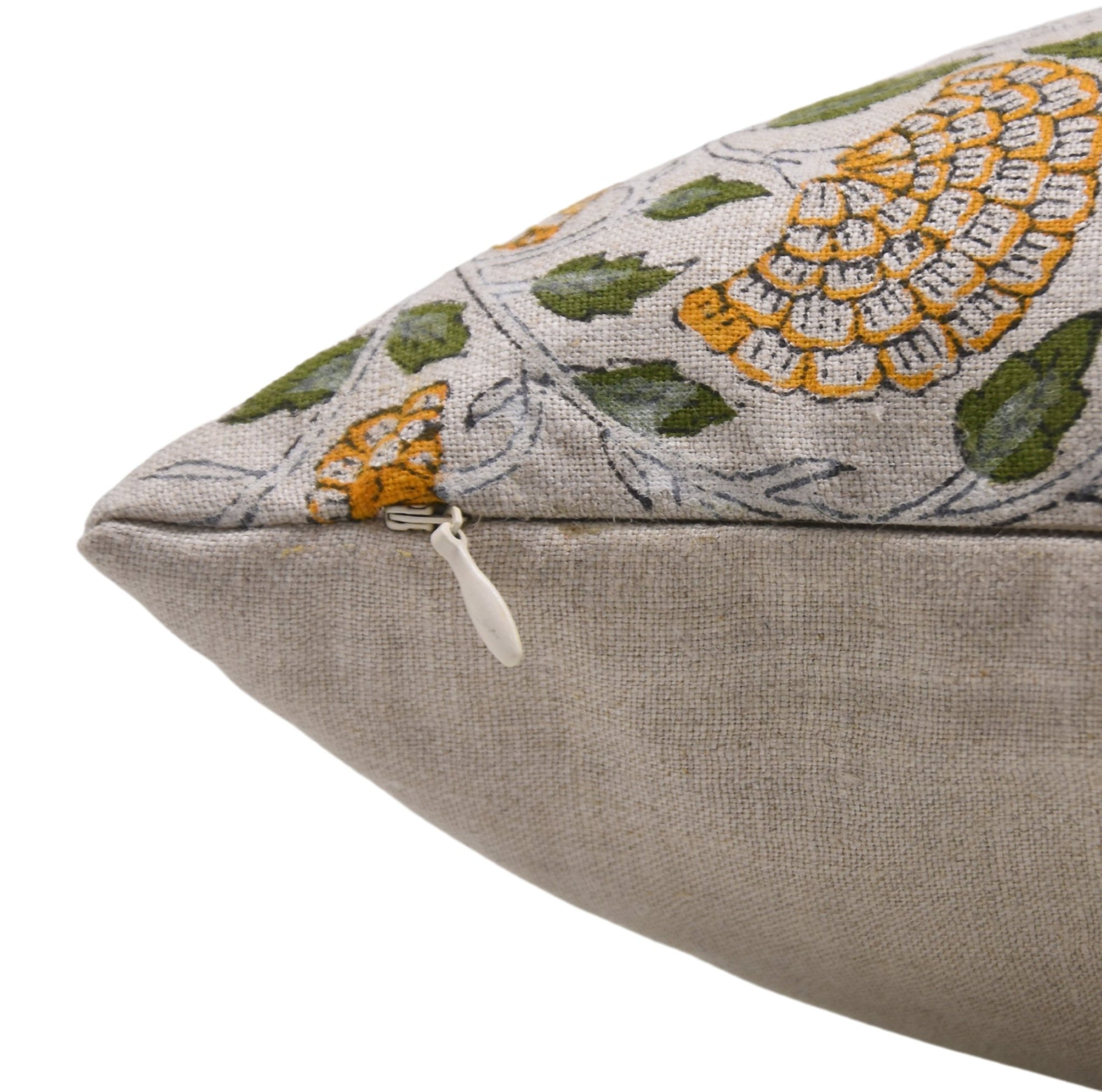 Hand Block Print Pure Linen designer pillow cover - KARWACHAUTH - Fabdivine