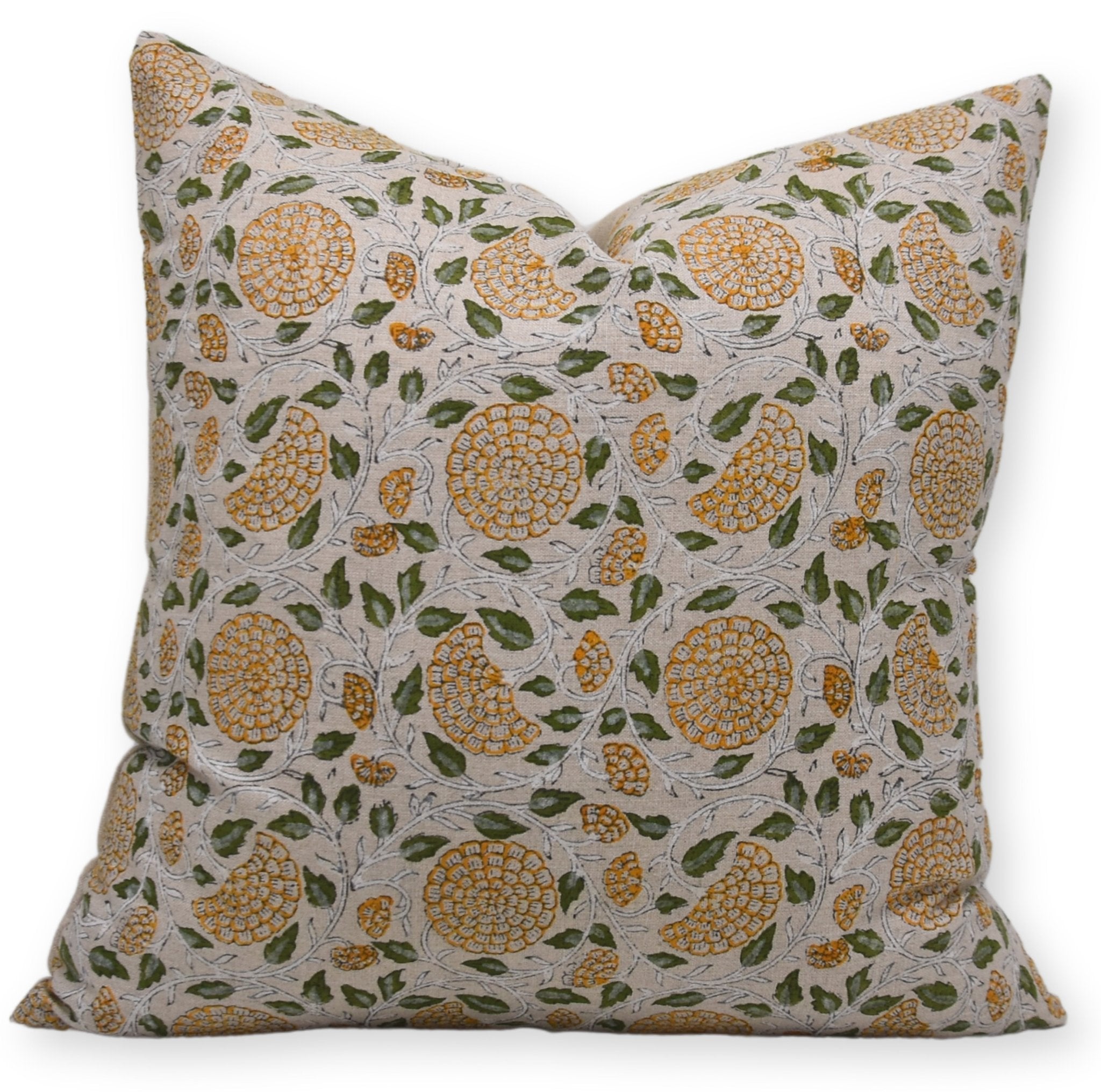 Hand Block Print Pure Linen designer pillow cover - KARWACHAUTH - Fabdivine