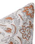 Block print pure linen throw pillow cover- KUM KUM - Fabdivine