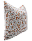 Block print pure linen throw pillow cover- KUM KUM - Fabdivine