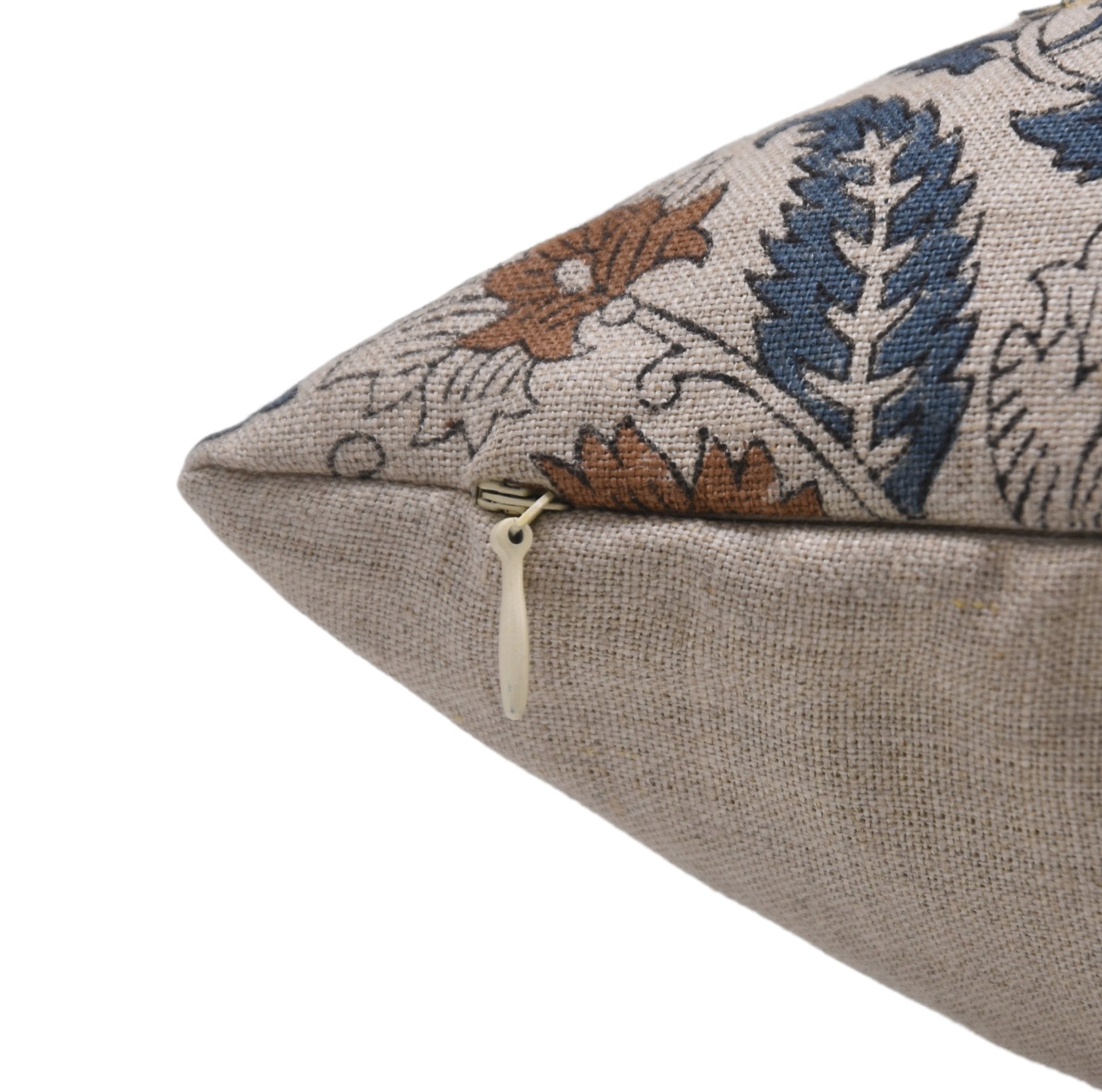 Designer Hand Block Print Pure Linen Throw Pillow Cover - MANDAKNI - Fabdivine