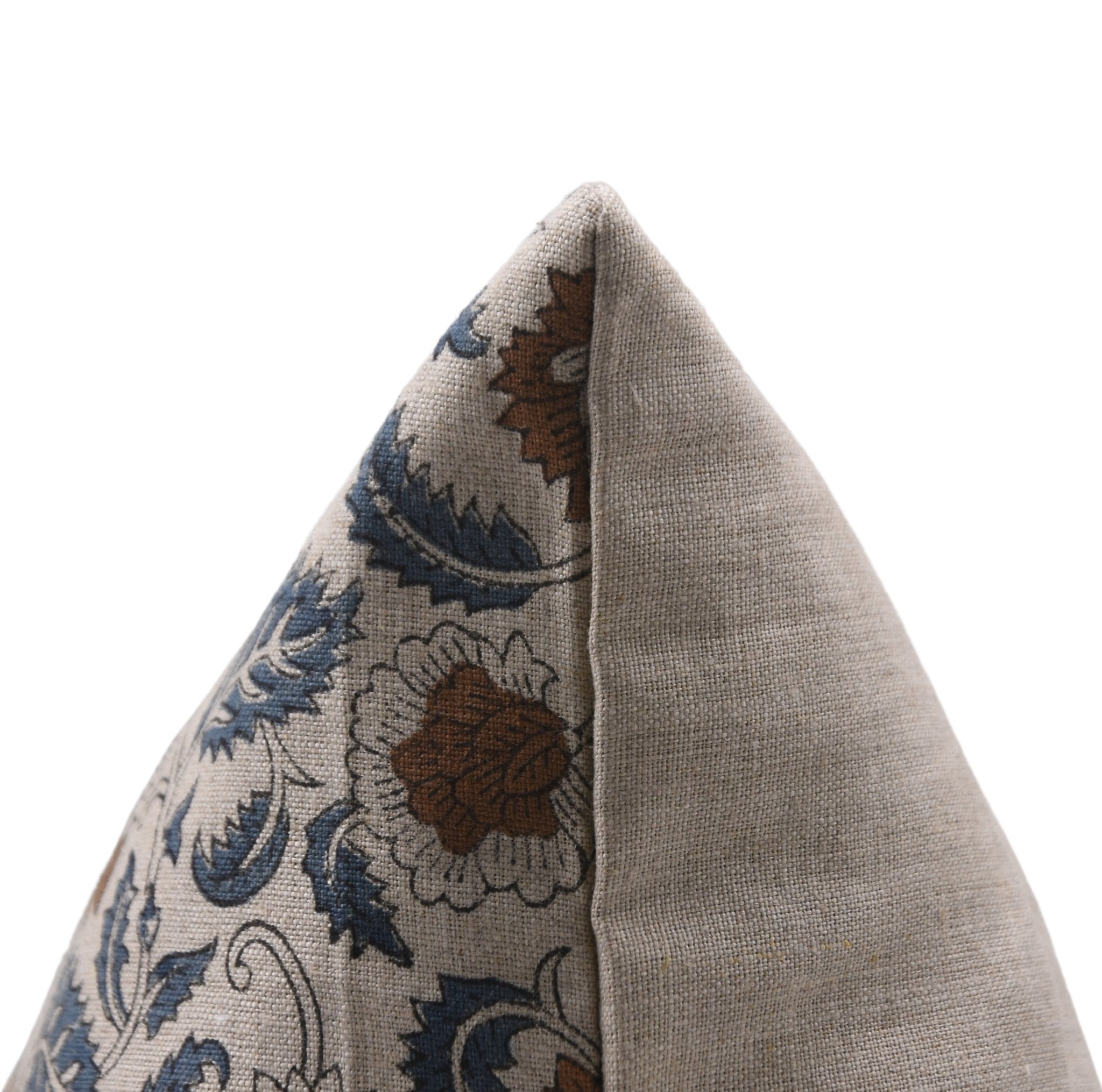 Designer Hand Block Print Pure Linen Throw Pillow Cover - MANDAKNI - Fabdivine