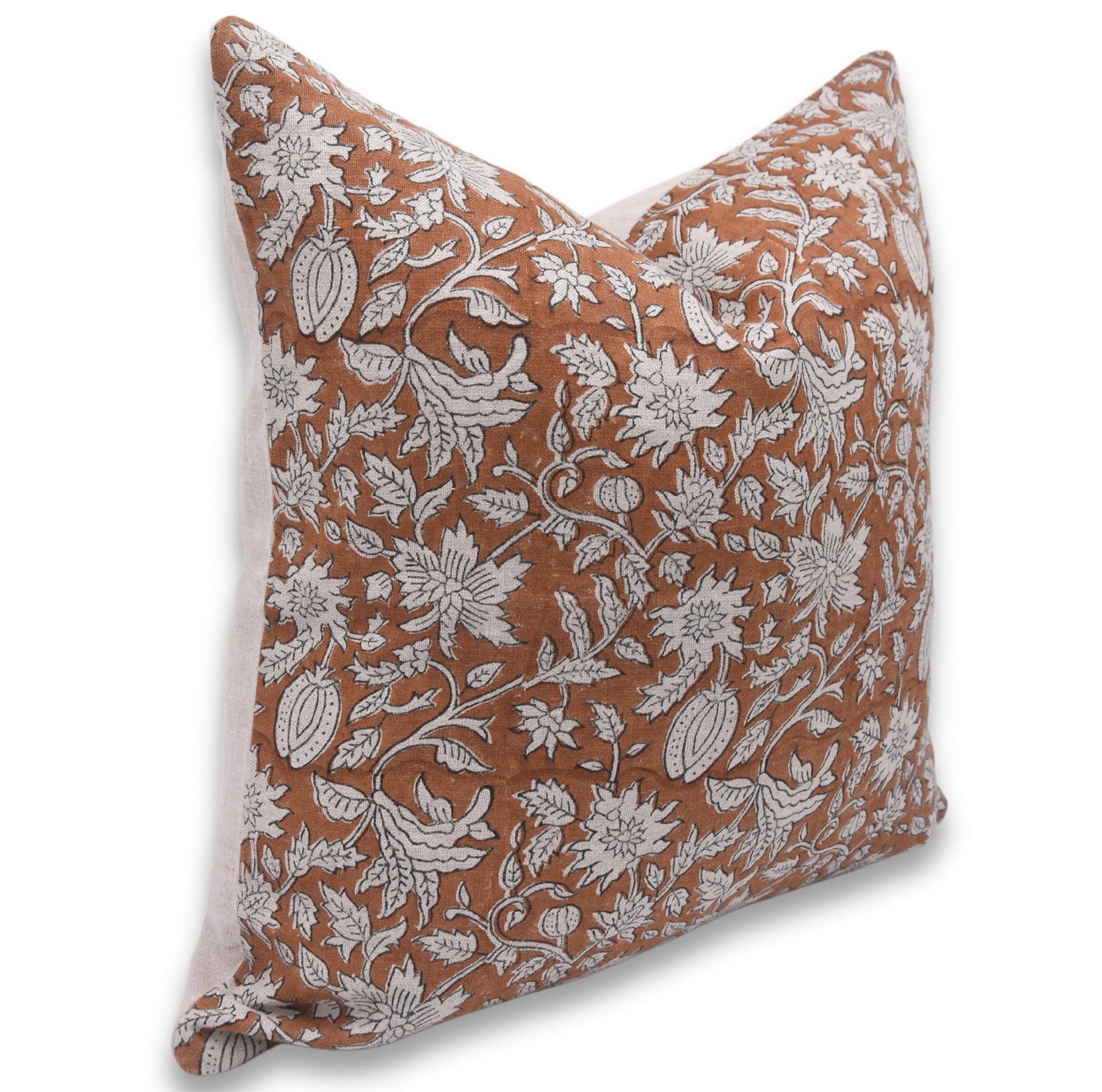 Square/Lumber block print pillow cover- pure linen- MANIKARNIKA - Fabdivine