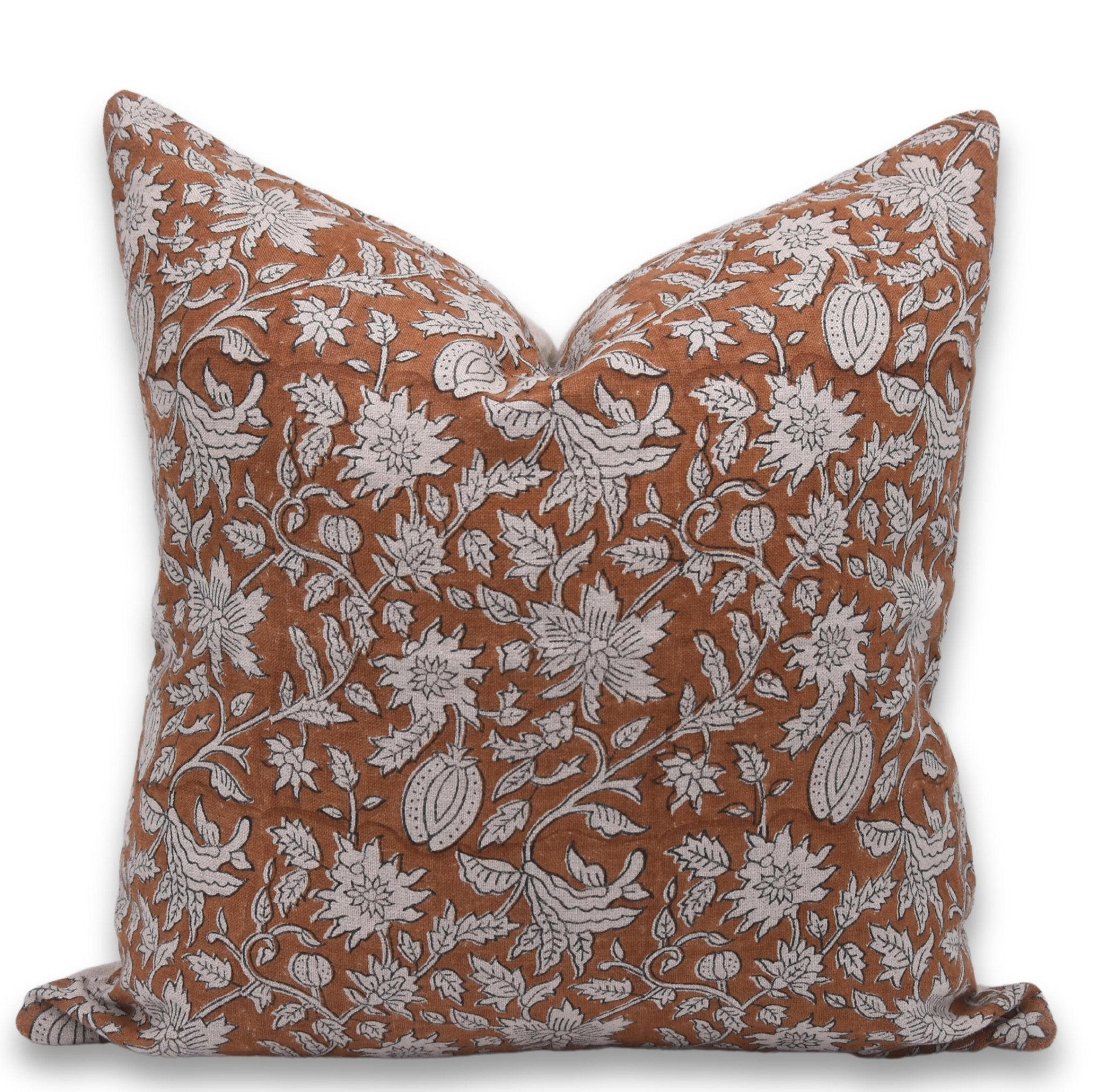 Lumber block print pillow cover- pure linen- MANIKARNIKA - Fabdivine