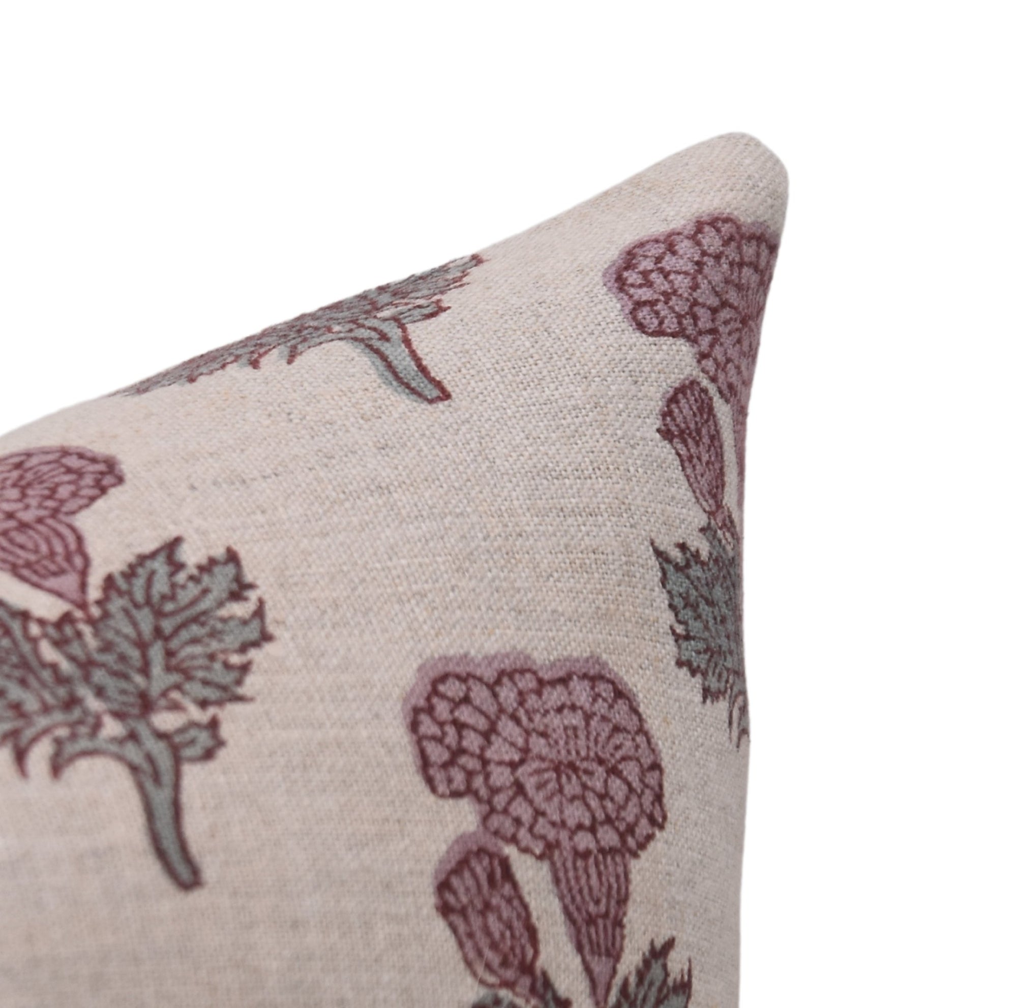 Block Print Pure Linen Pillow Cover - MANMOHAN - Fabdivine