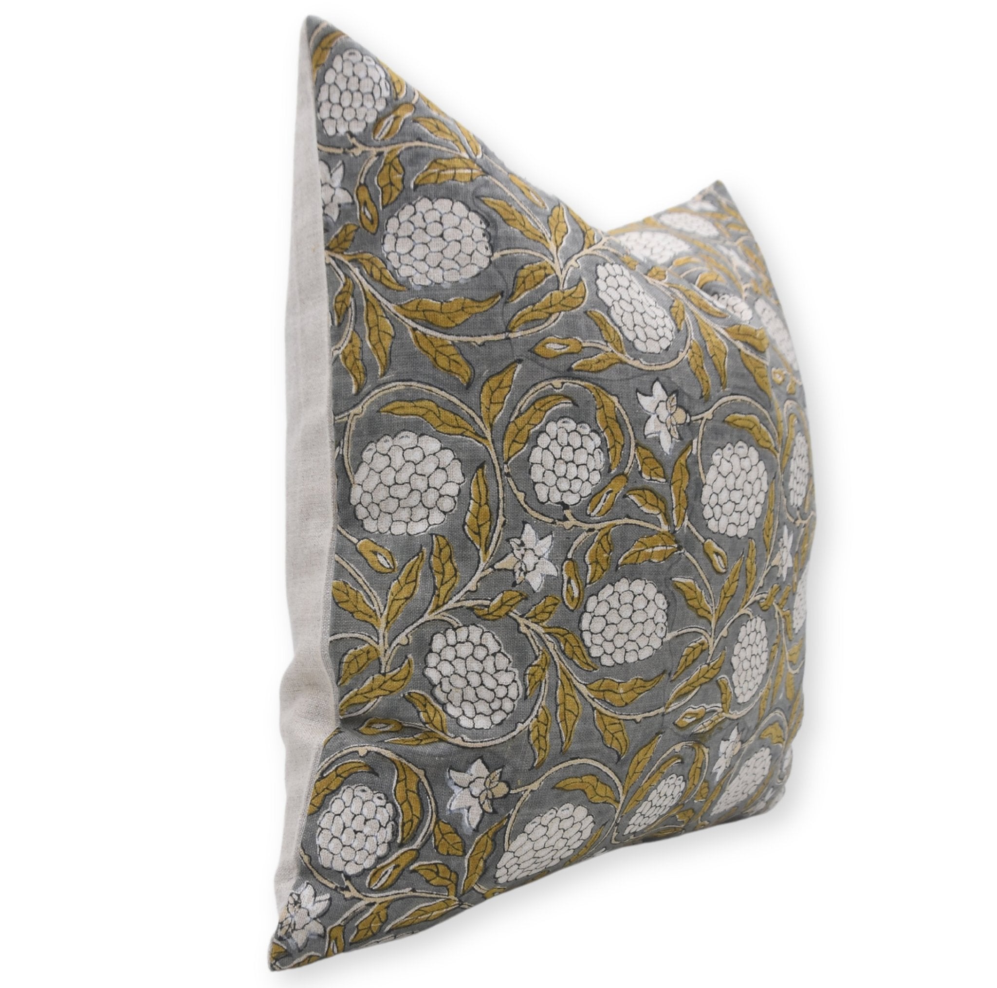 Block Print Pure Linen Pillow Cover - MERAKI - Fabdivine