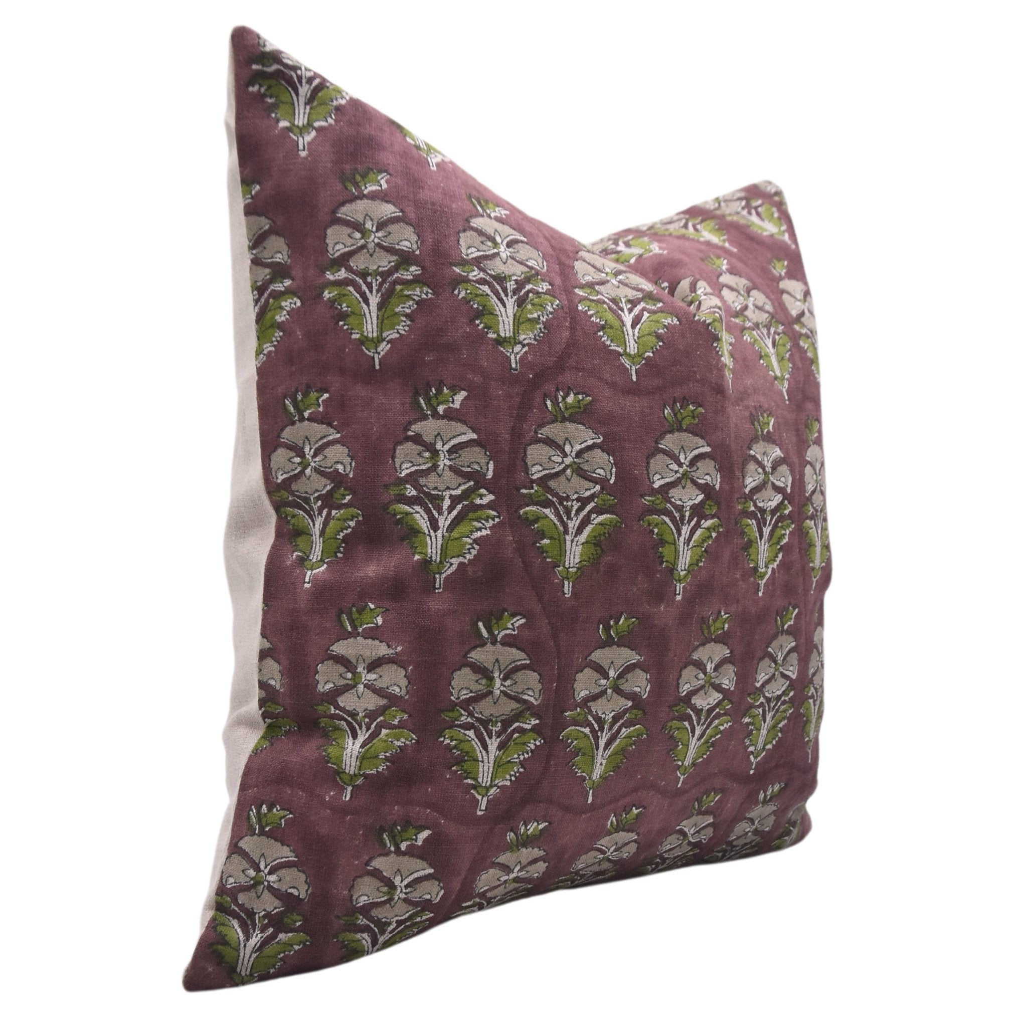 Pure Linen block print designer boho pillow/cushion cover- MOR MUKUT - Fabdivine