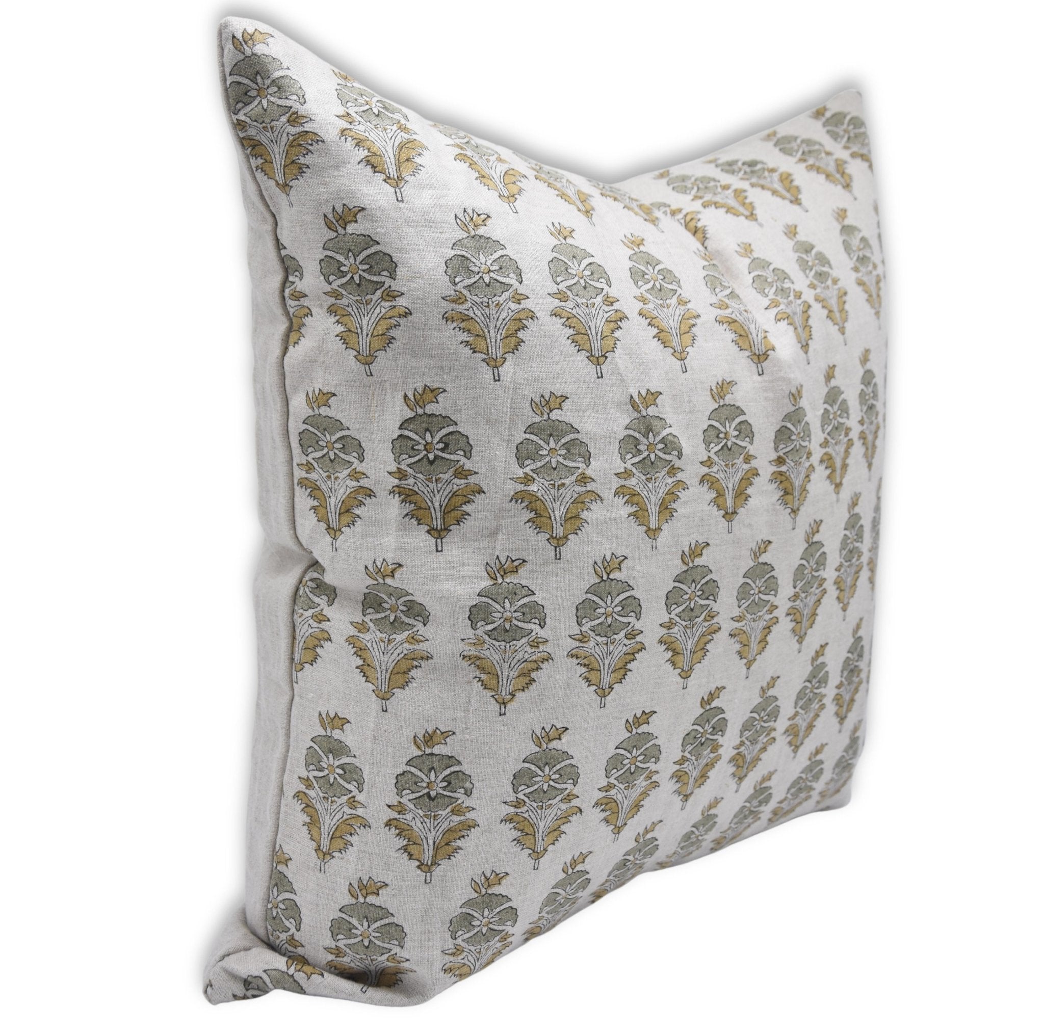 Block print Pillow cover for sofa, couch or bed- Pure Linen - MOR MUKUT - Fabdivine