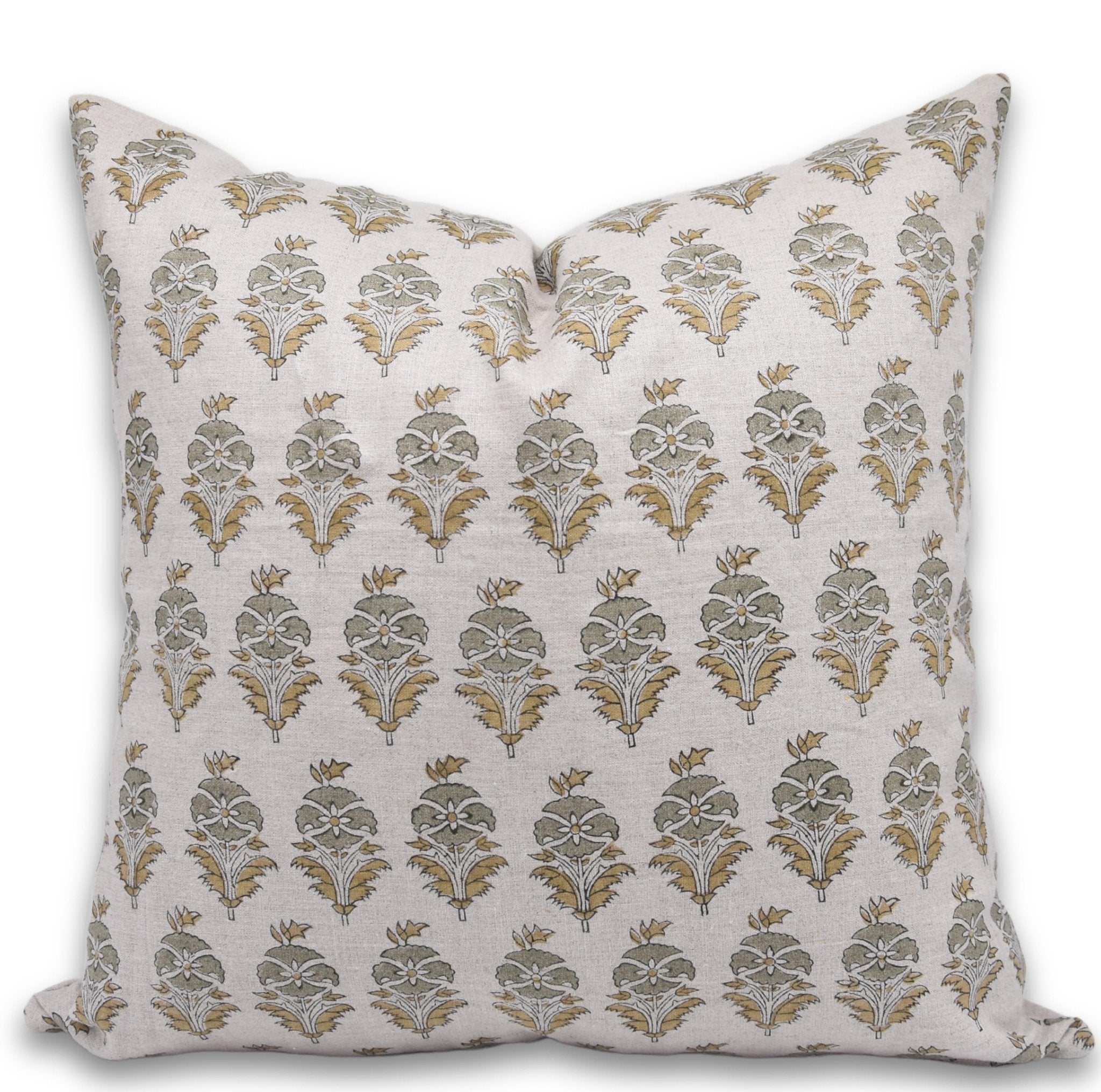 Block print Pillow cover for sofa, couch or bed- Pure Linen - MOR MUKUT - Fabdivine