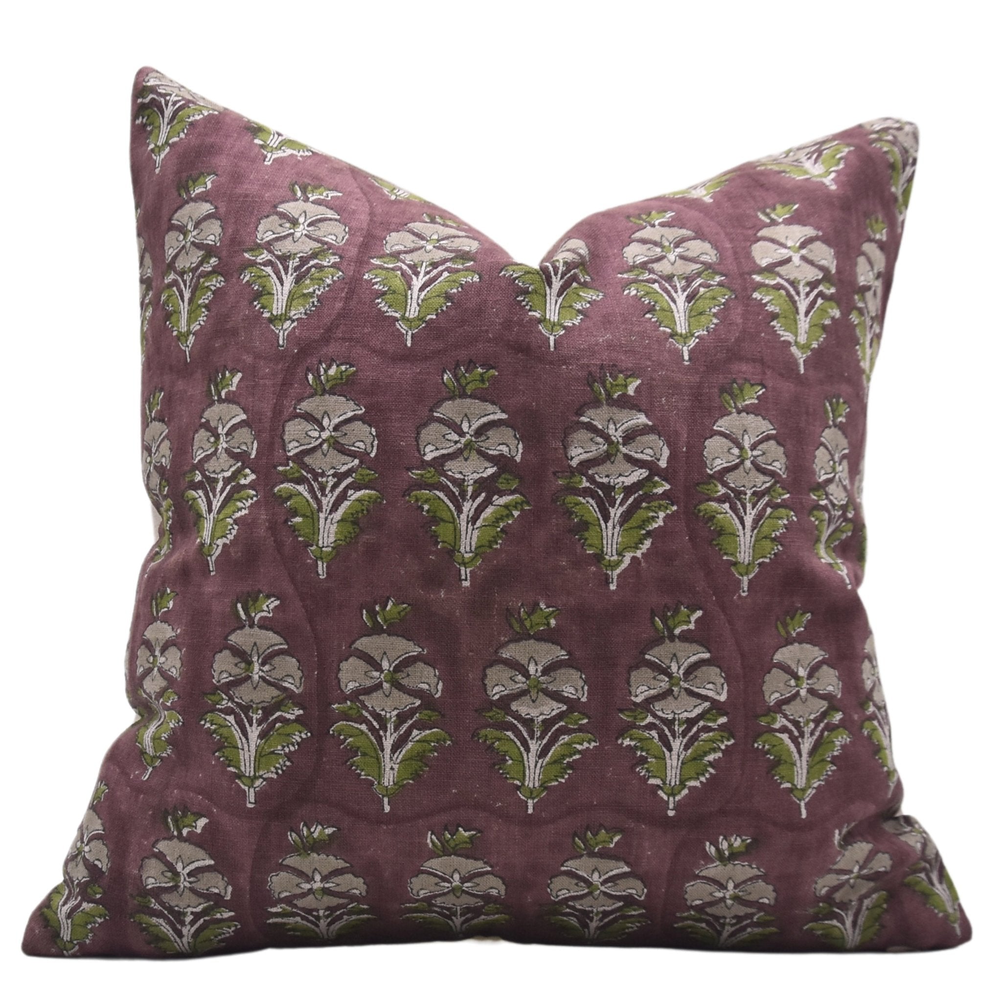 Pure Linen block print designer boho pillow/cushion cover- MOR MUKUT - Fabdivine