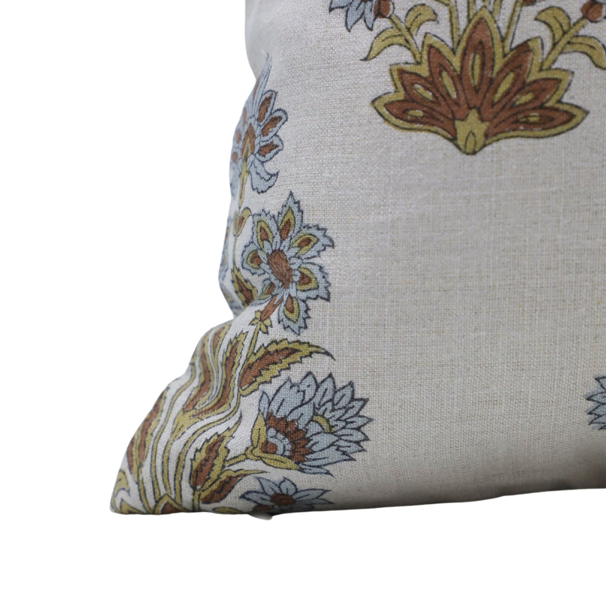 Block print Pillow cover for sofa, couch or bed- Pure Linen- MOR PANKH - Fabdivine