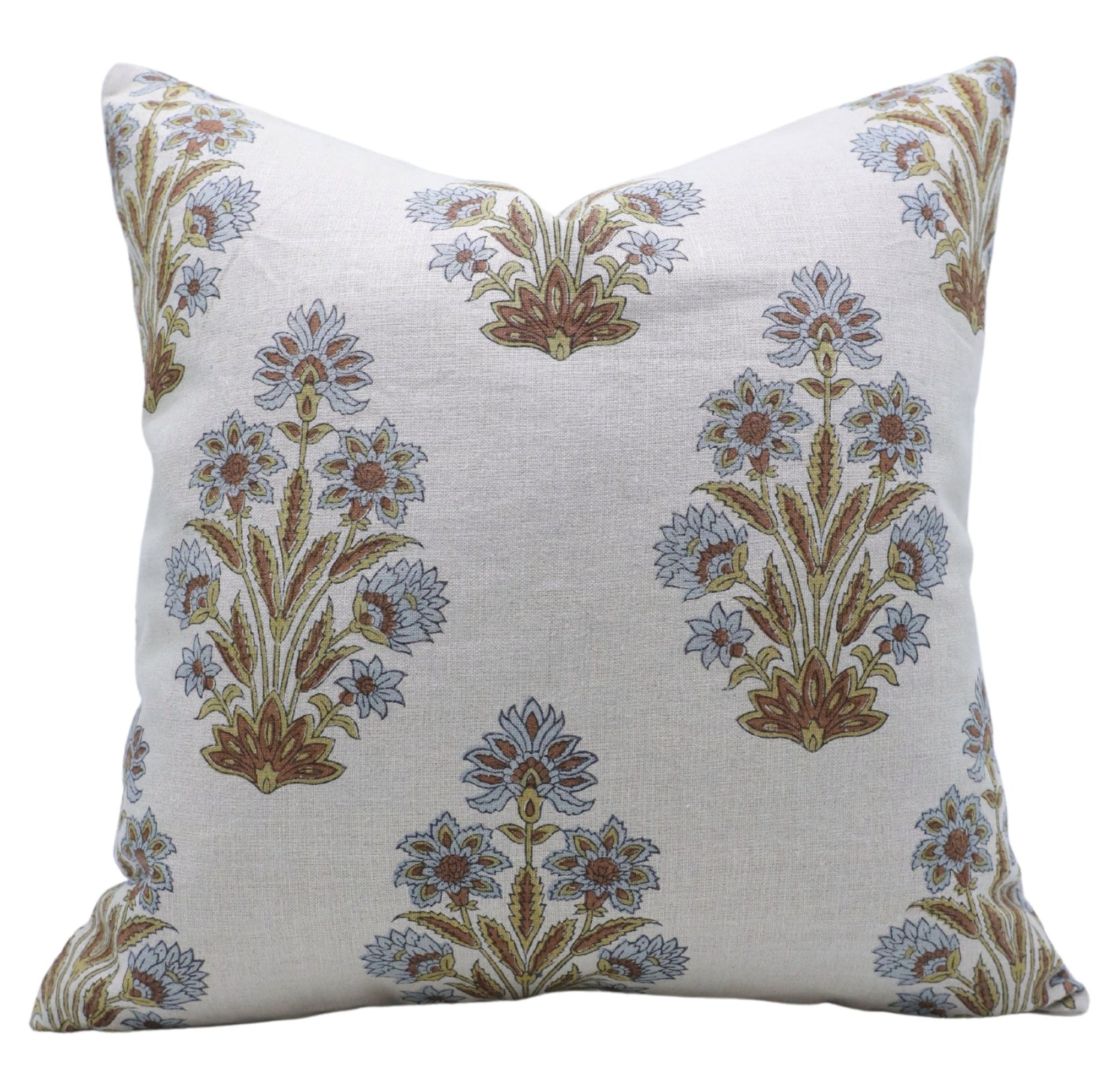 Block print Pillow cover for sofa, couch or bed- Pure Linen- MOR PANKH - Fabdivine