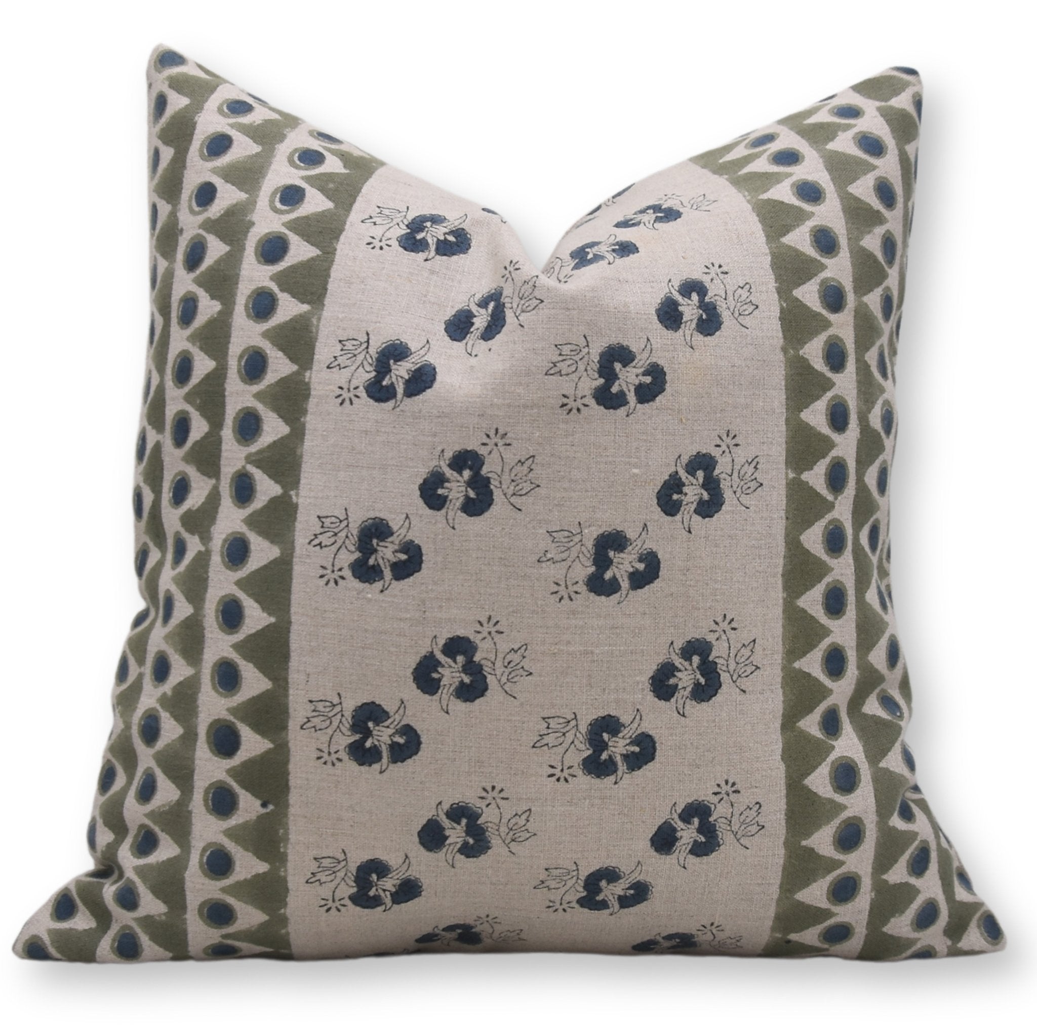 Block Print Pure Linen Pillow Cover - MOUNTAIN MOON CHITARNAJAN - Fabdivine