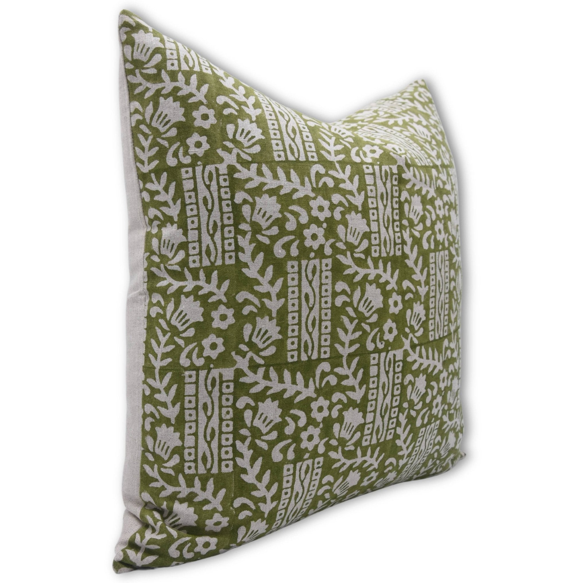 Block print Pillow cover for sofa, couch or bed- pure linen- MUMTAJ - Fabdivine