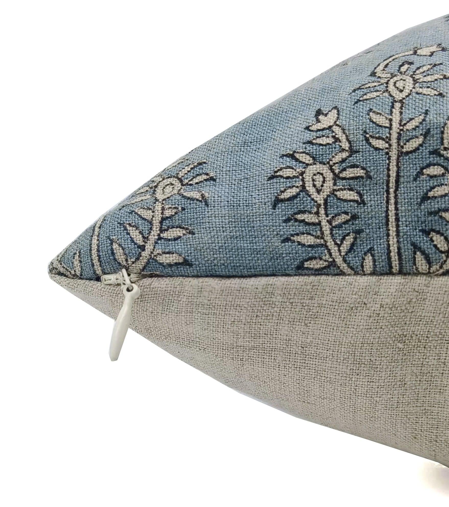 Pure Linen block print designer boho pillow/cushion cover- NEEL GAGAN - Fabdivine