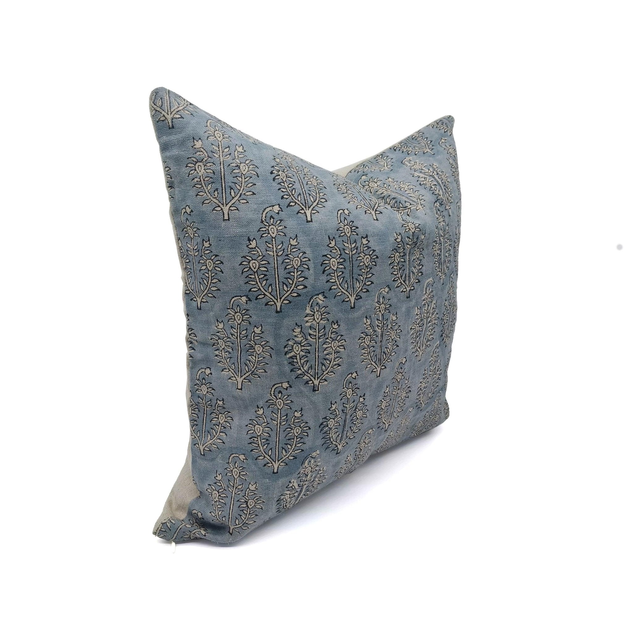 Pure Linen block print designer boho pillow/cushion cover- NEEL GAGAN - Fabdivine