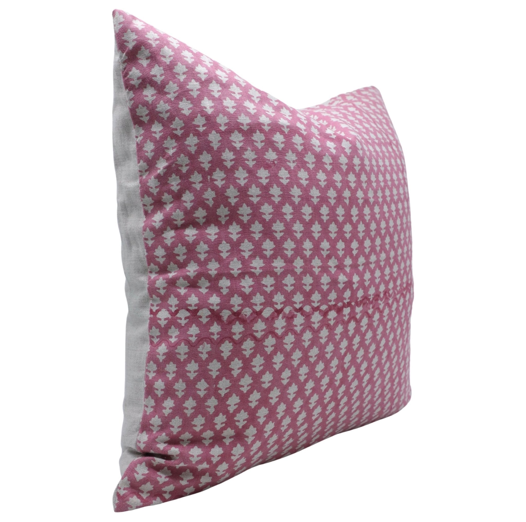 Square/Lumber block print pillow cover- Pure Linen- PINKCITY JAAL - Fabdivine