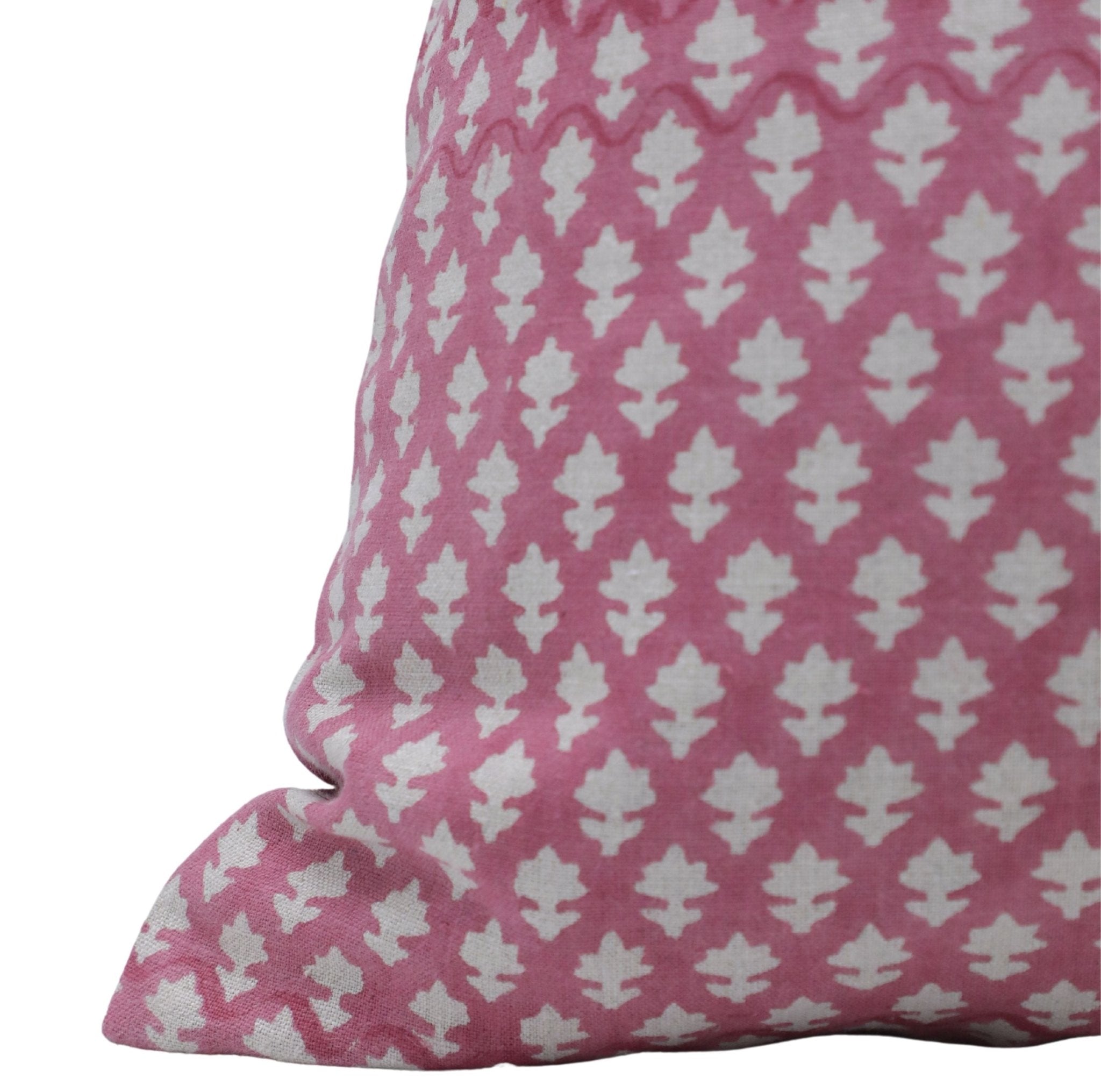 Square/Lumber block print pillow cover- Pure Linen- PINKCITY JAAL - Fabdivine